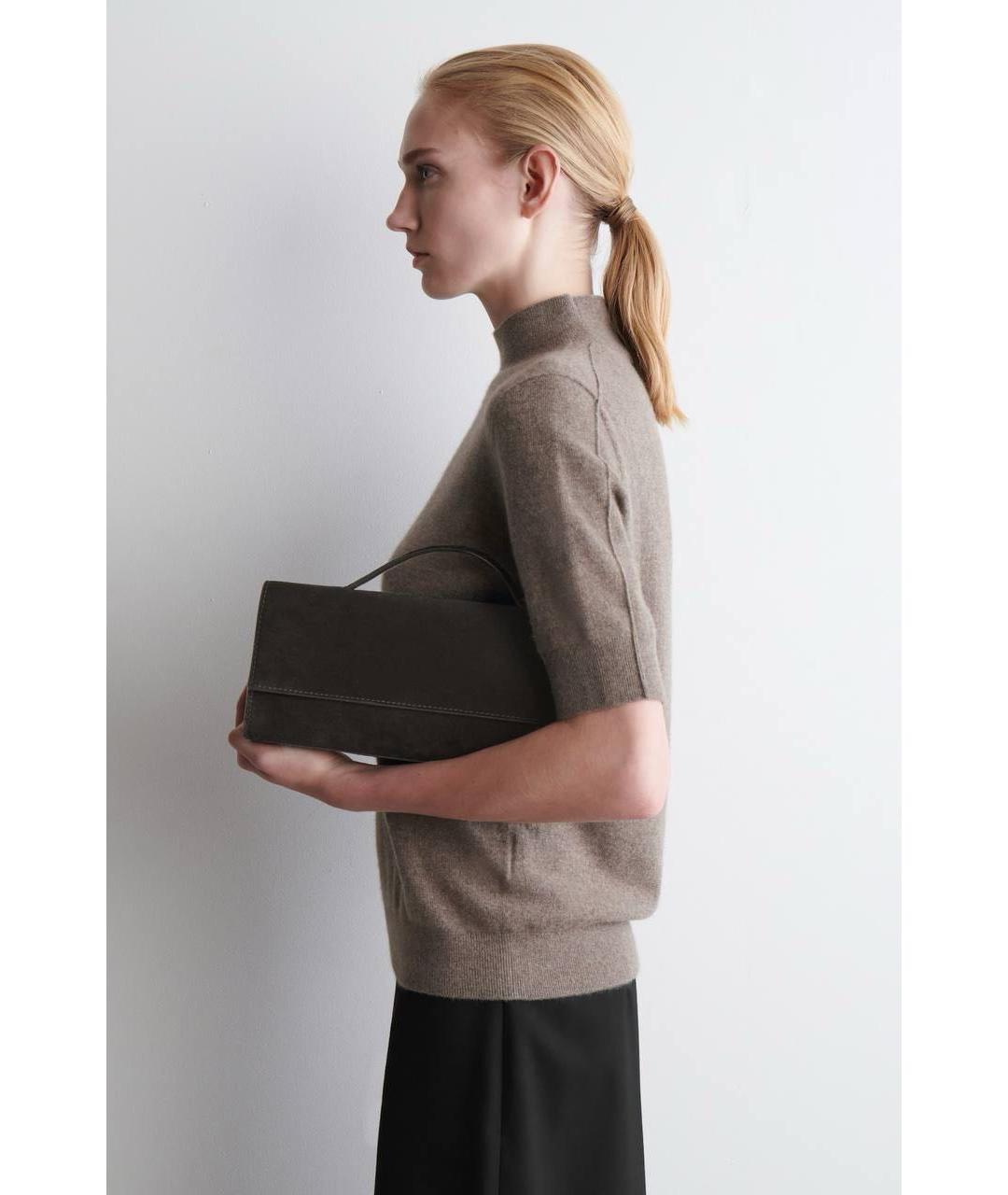 COS Коричневая замшевая сумка с короткими ручками, фото 5