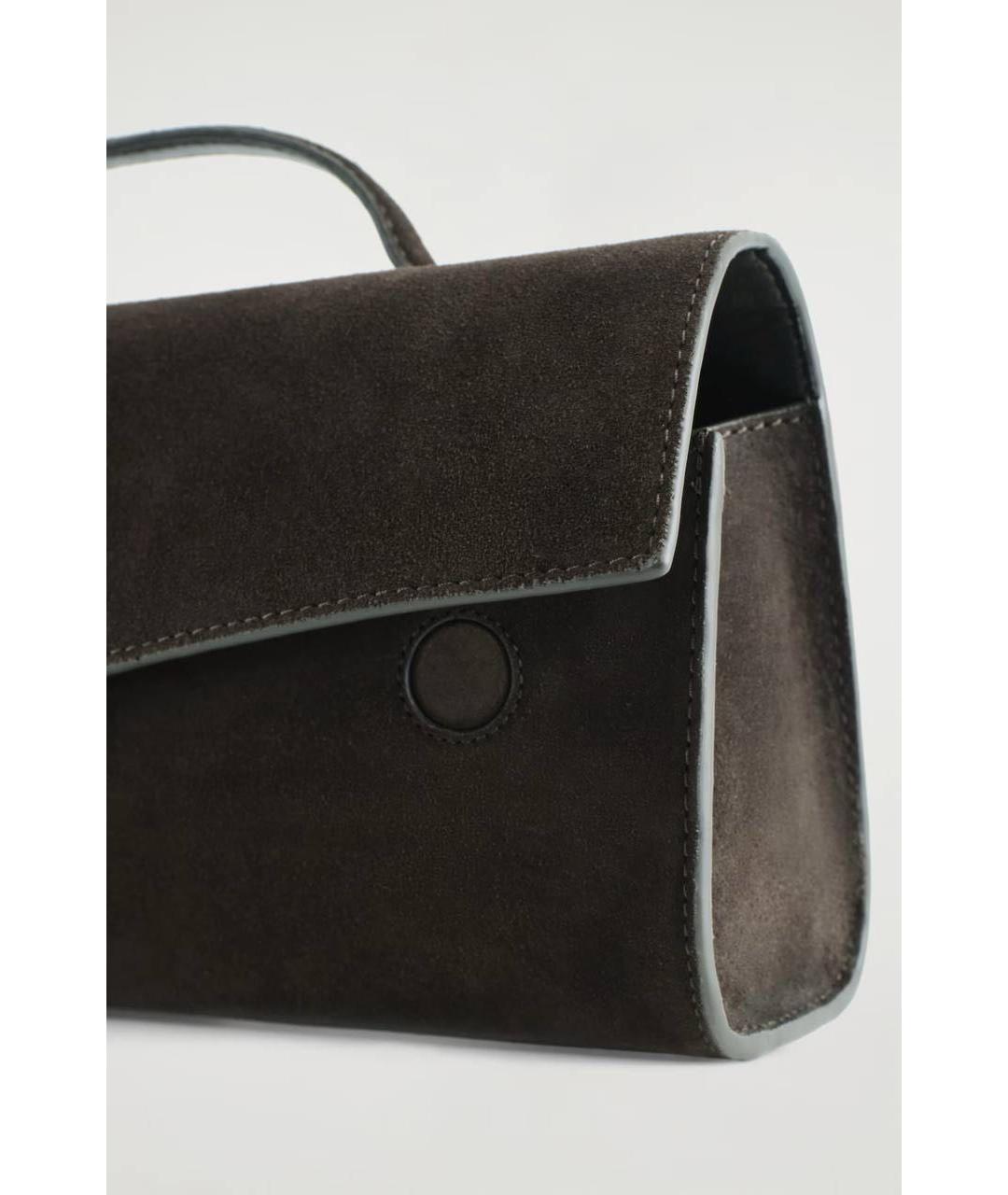 COS Коричневая замшевая сумка с короткими ручками, фото 2