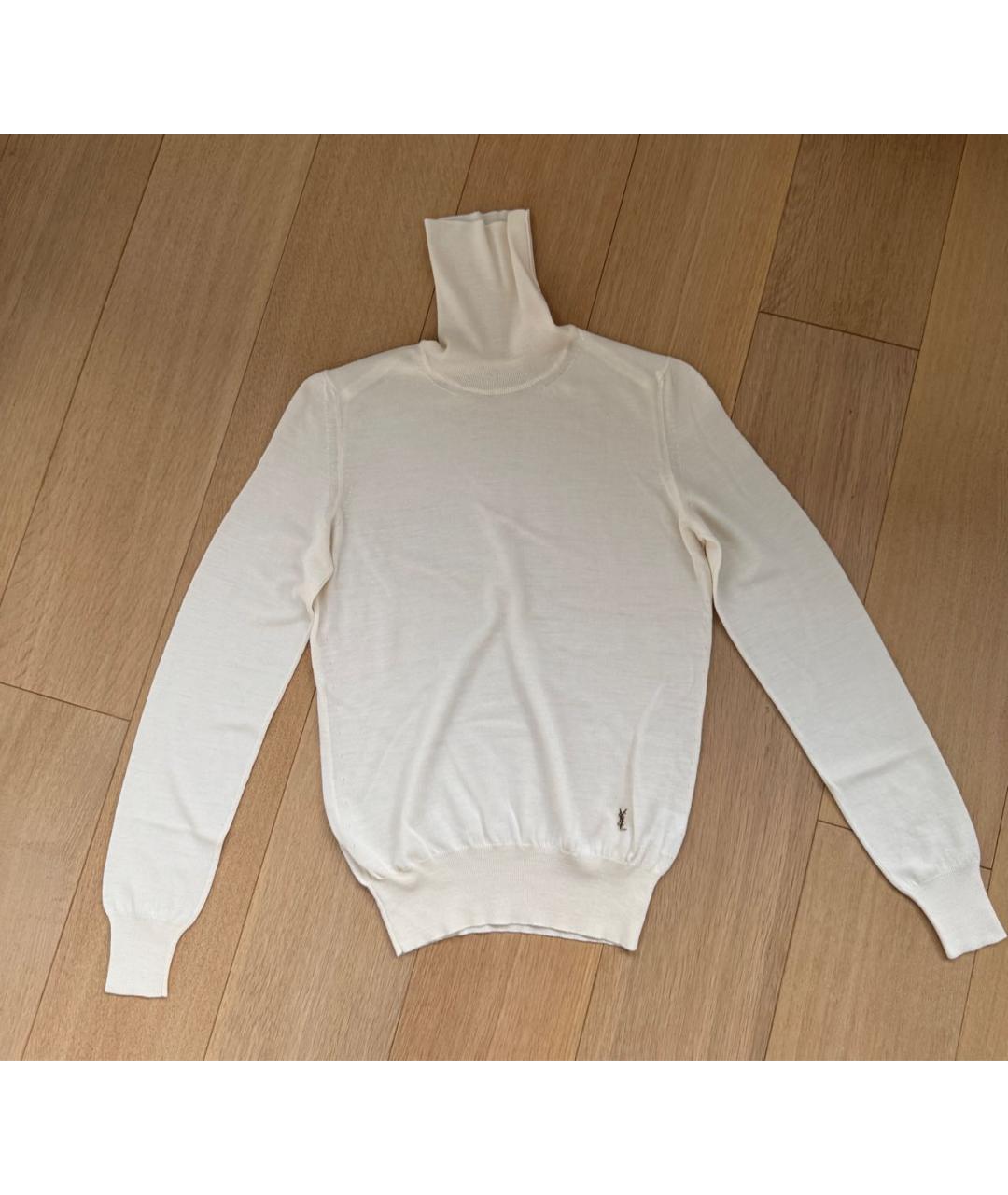 SAINT LAURENT Белая шерстяная водолазка, фото 4