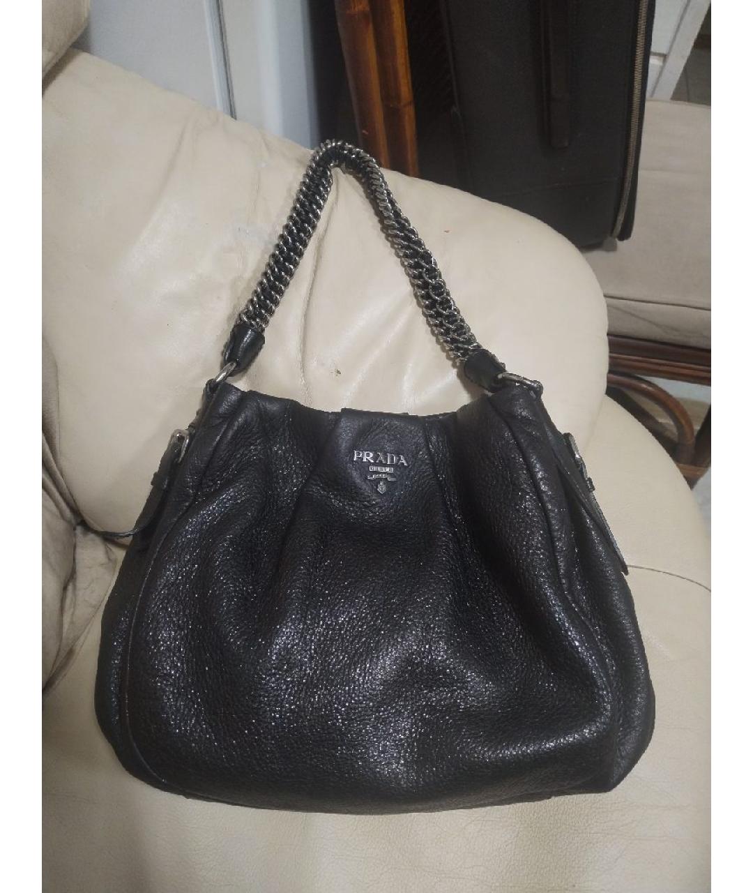PRADA Черная кожаная сумка через плечо, фото 8