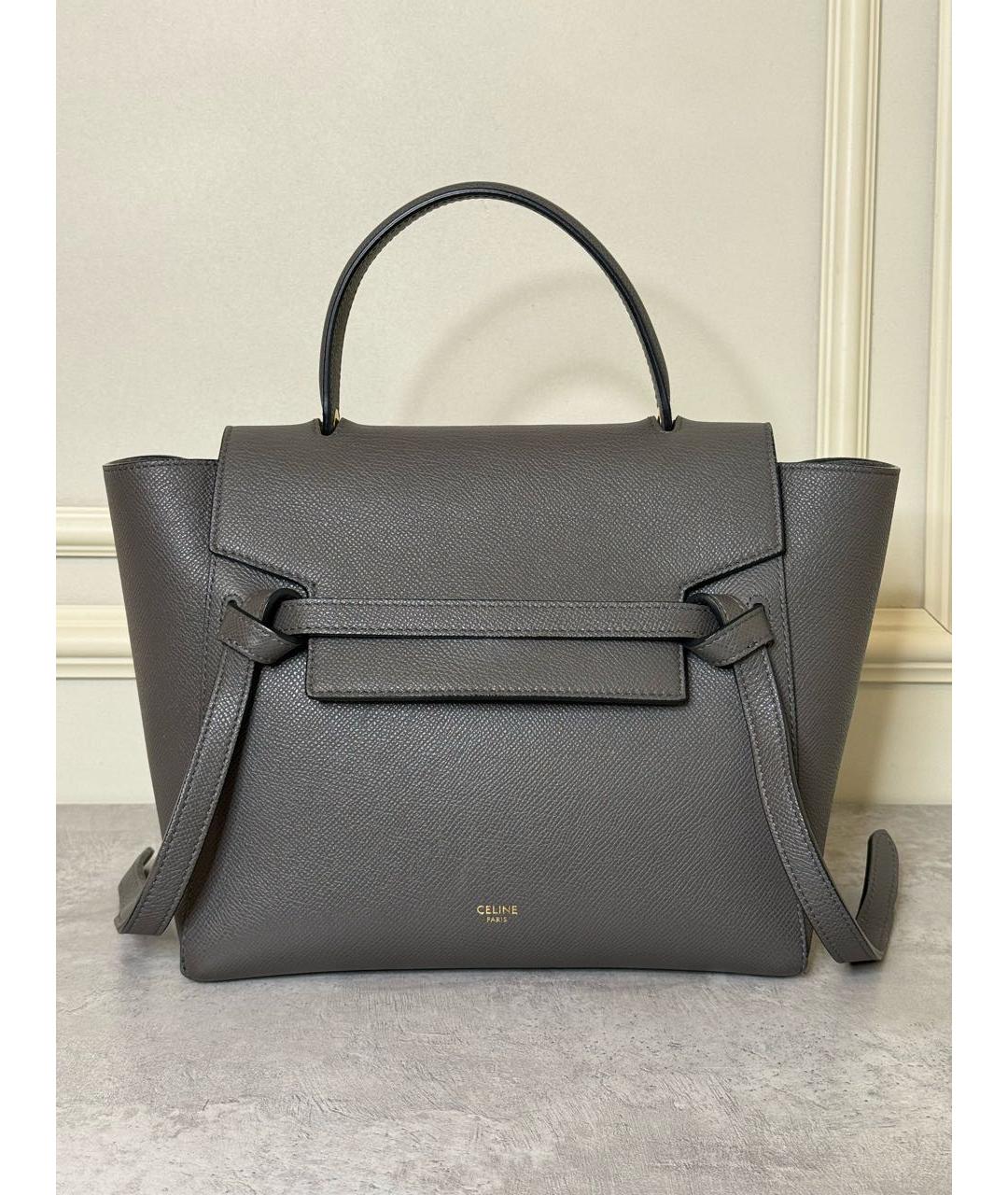 CELINE Серая кожаная сумка через плечо, фото 2