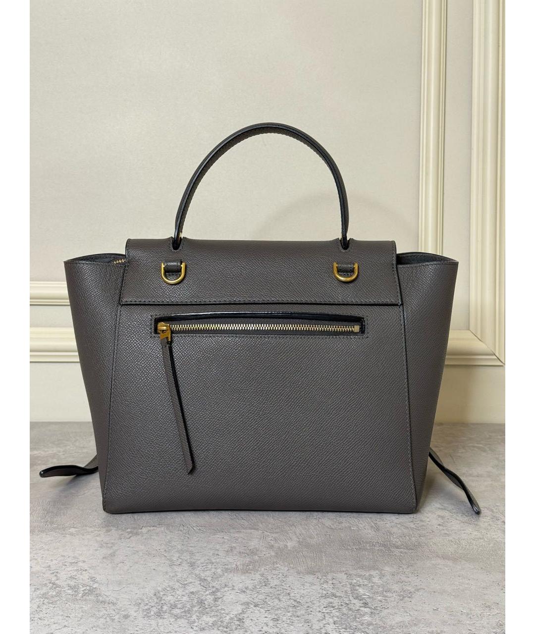 CELINE Серая кожаная сумка через плечо, фото 3