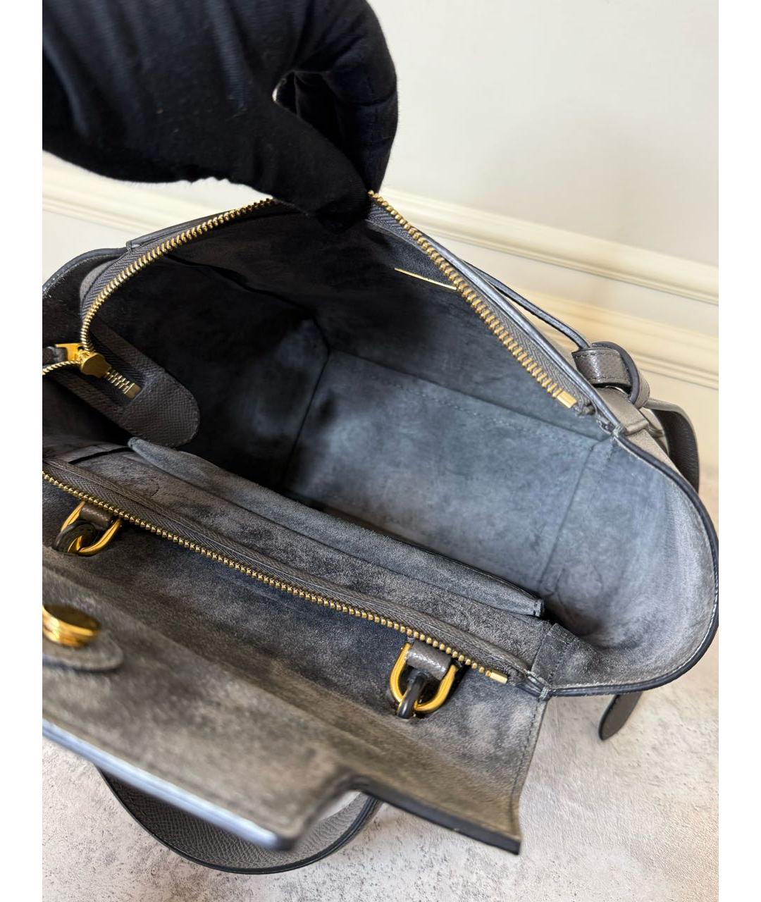 CELINE Серая кожаная сумка через плечо, фото 8