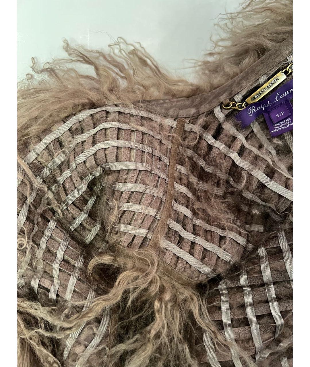 RALPH LAUREN PURPLE LABEL Бежевый меховой жилет, фото 4