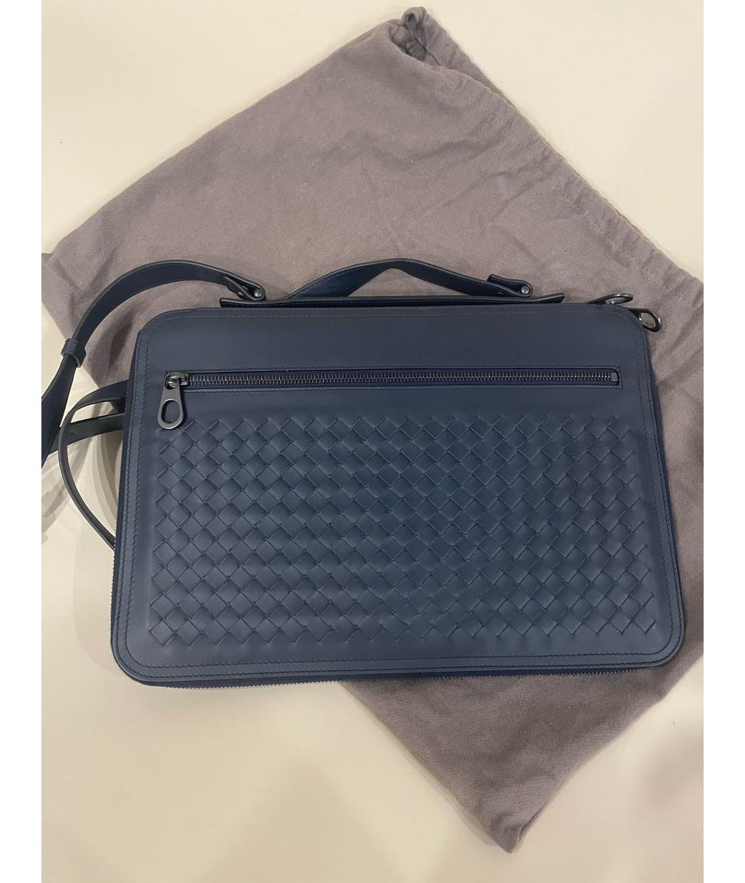 BOTTEGA VENETA Темно-синяя кожаная сумка на плечо, фото 8