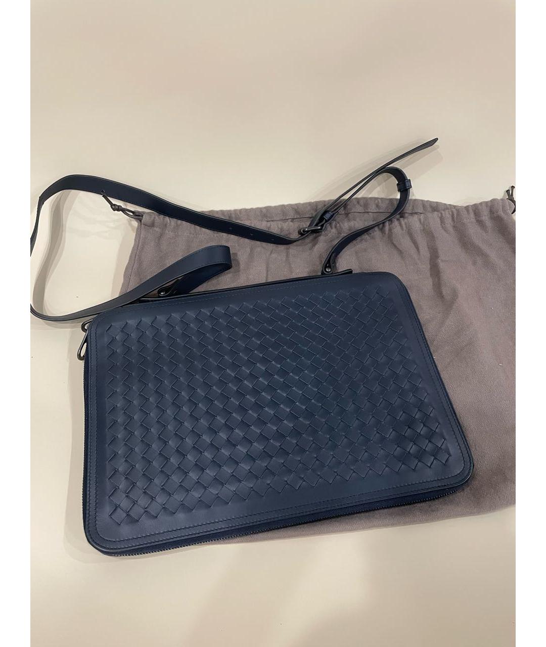 BOTTEGA VENETA Темно-синяя кожаная сумка на плечо, фото 3