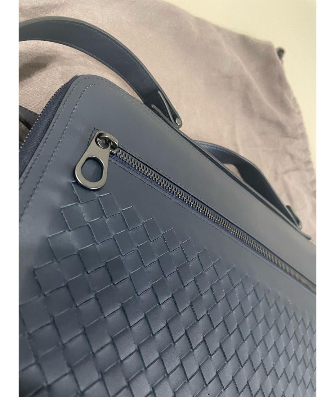 BOTTEGA VENETA Темно-синяя кожаная сумка на плечо, фото 7