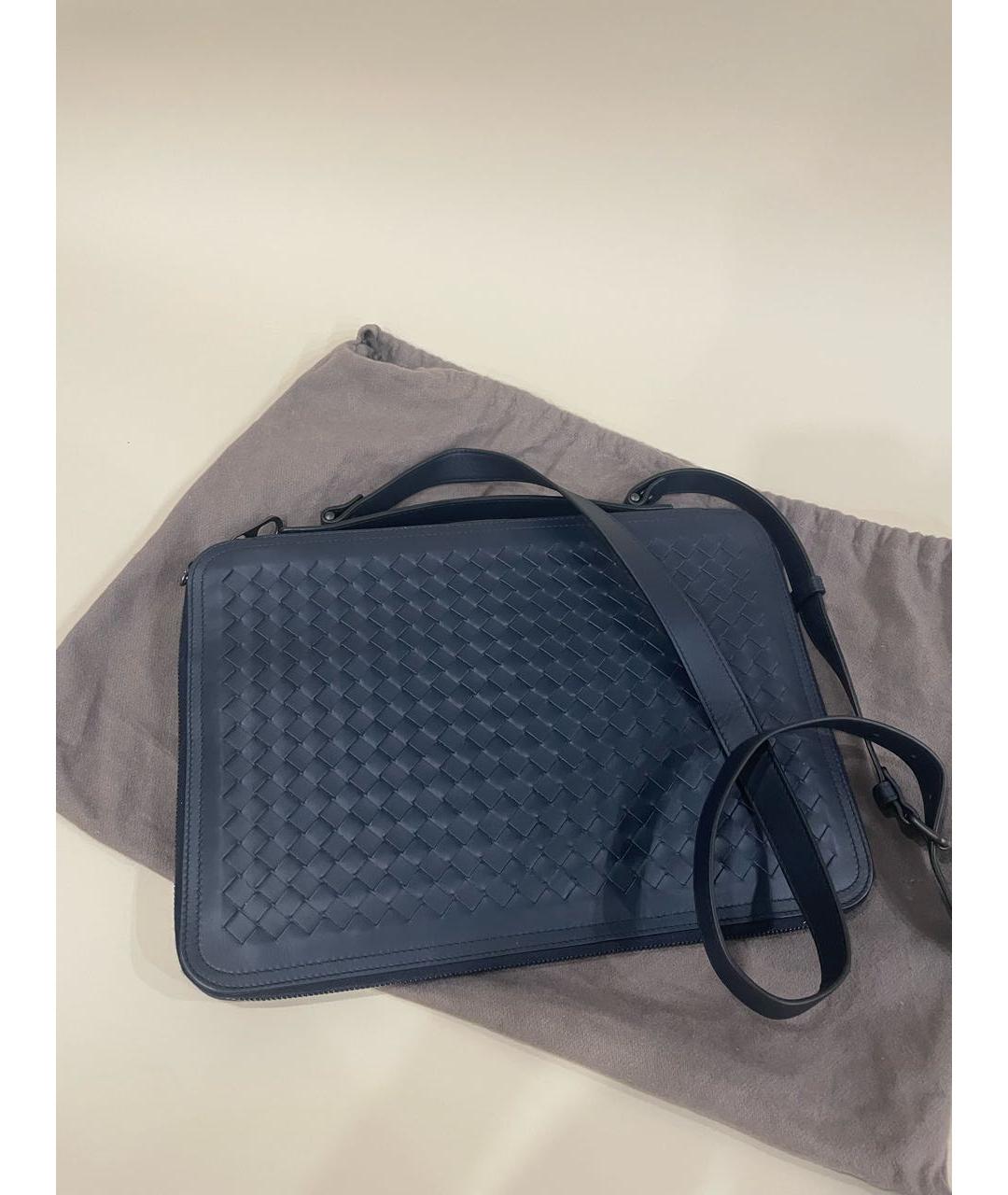 BOTTEGA VENETA Темно-синяя кожаная сумка на плечо, фото 4