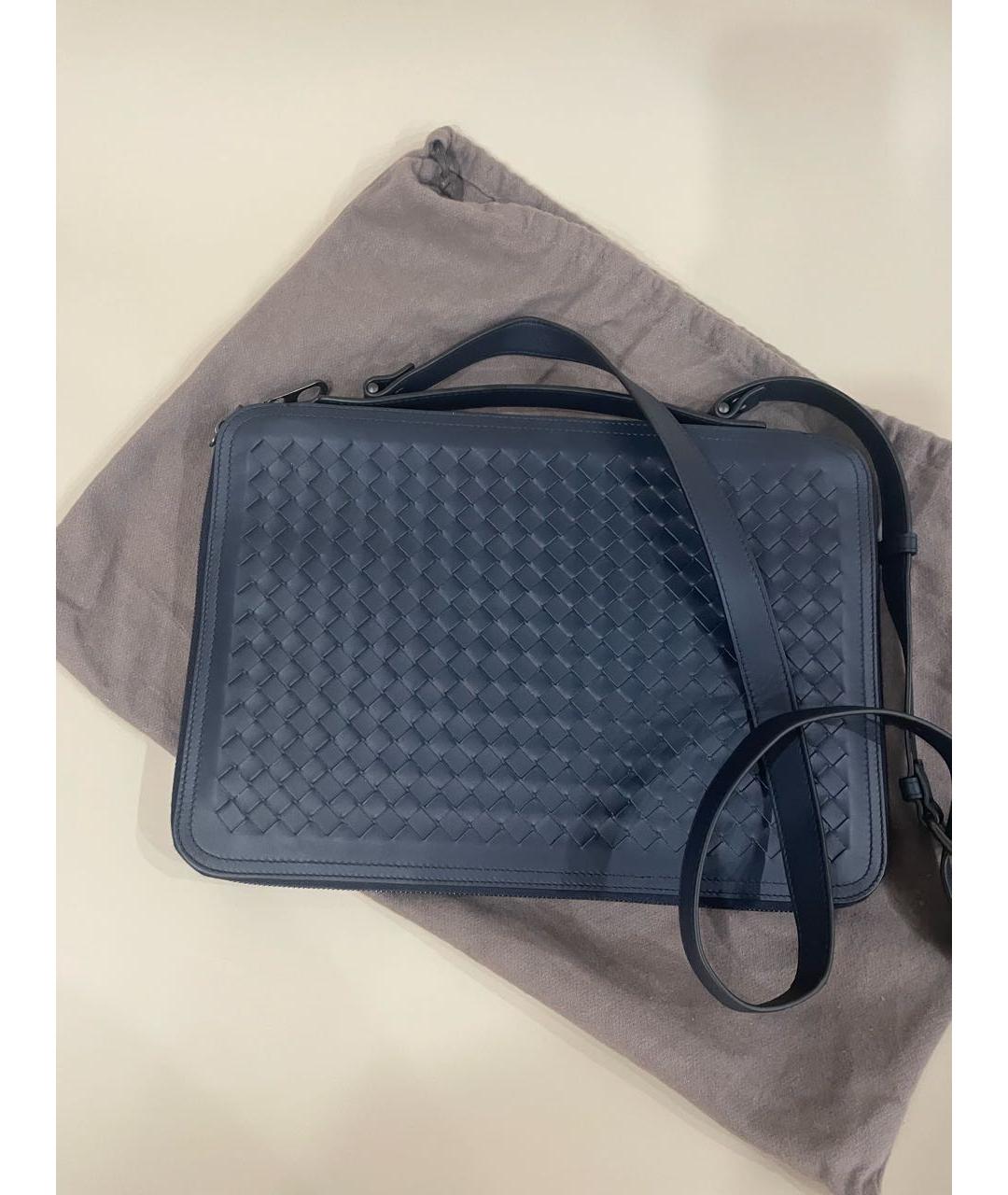 BOTTEGA VENETA Темно-синяя кожаная сумка на плечо, фото 5