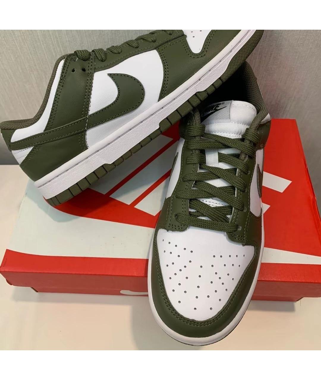 NIKE Зеленые кожаные низкие кроссовки / кеды, фото 3