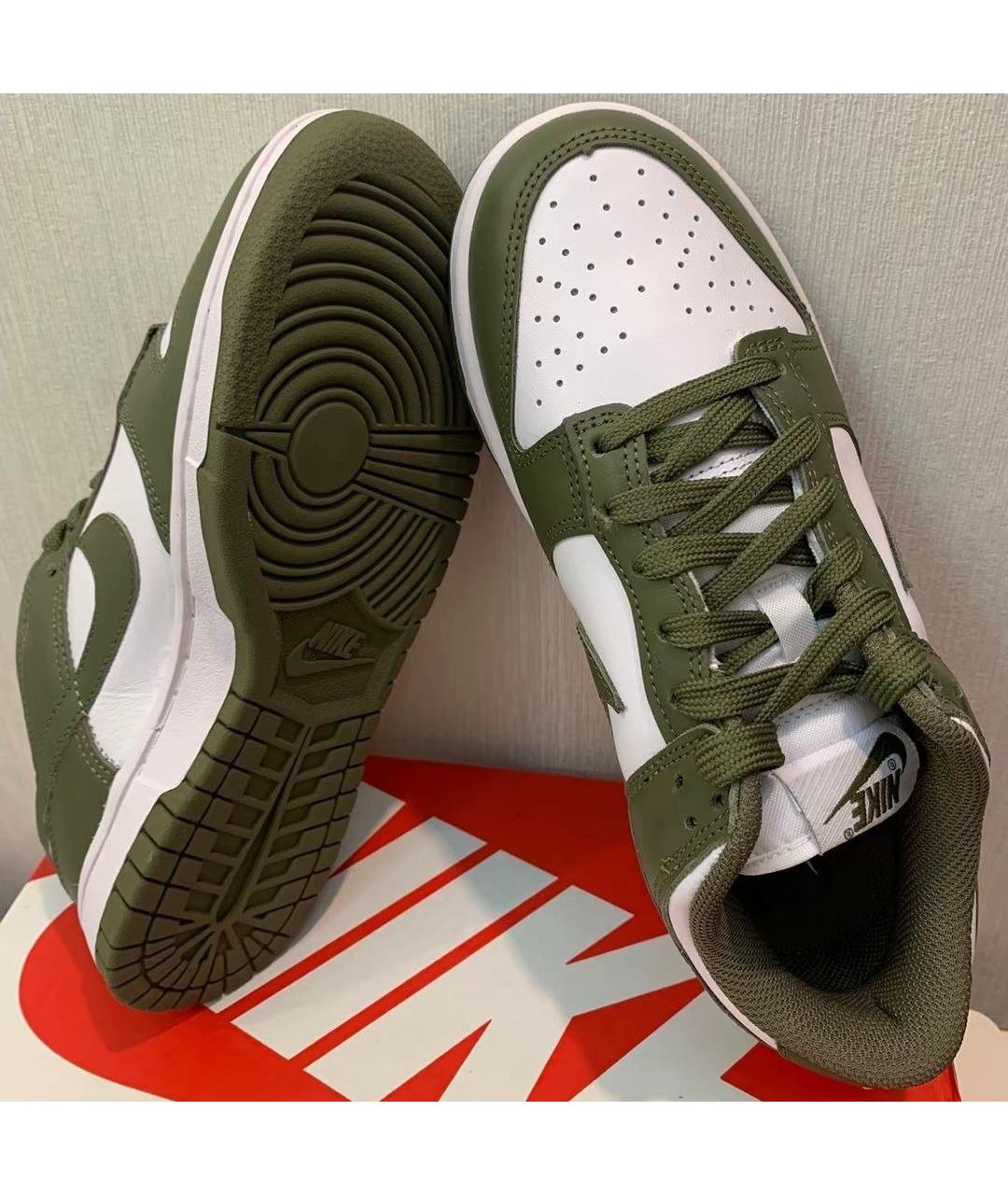 NIKE Зеленые кожаные низкие кроссовки / кеды, фото 6