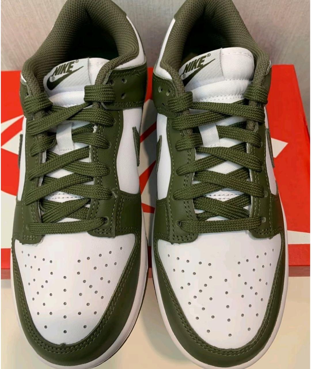 NIKE Зеленые кожаные низкие кроссовки / кеды, фото 2