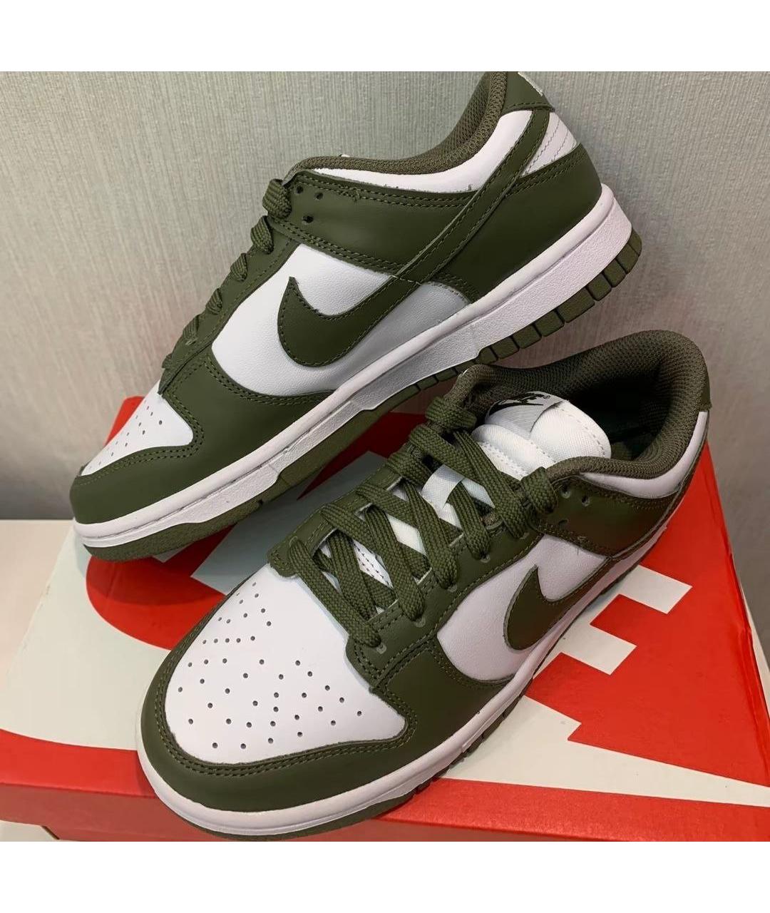 NIKE Зеленые кожаные низкие кроссовки / кеды, фото 4