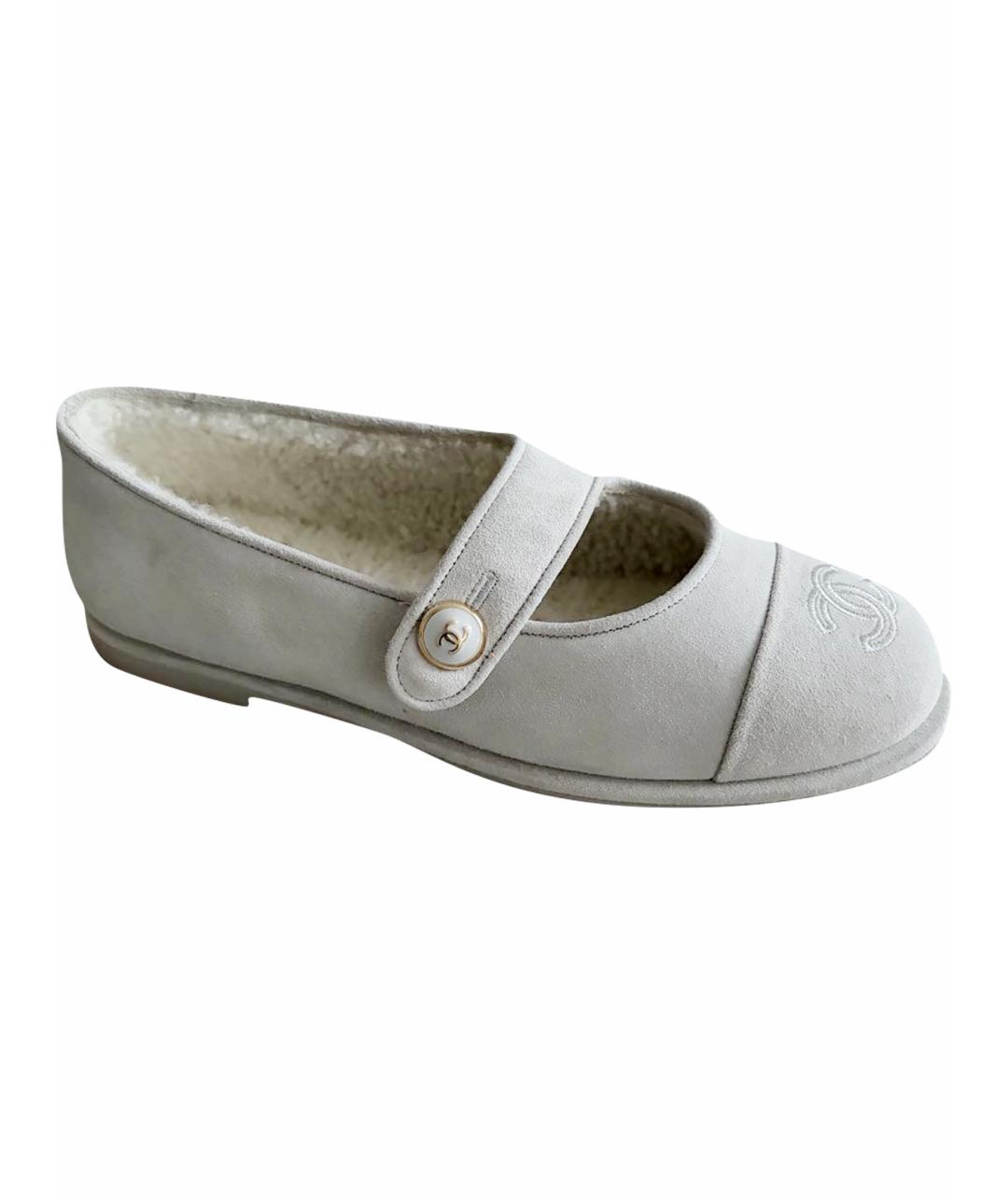 CHANEL Серые замшевые балетки, фото 1