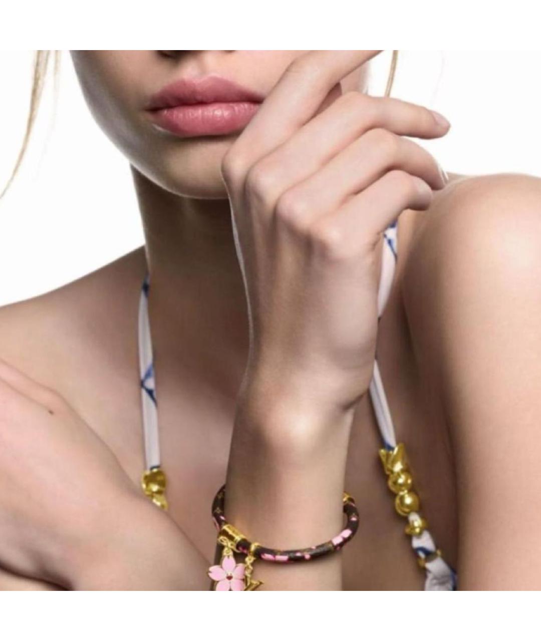 LOUIS VUITTON Коричневый кожаный браслет, фото 3