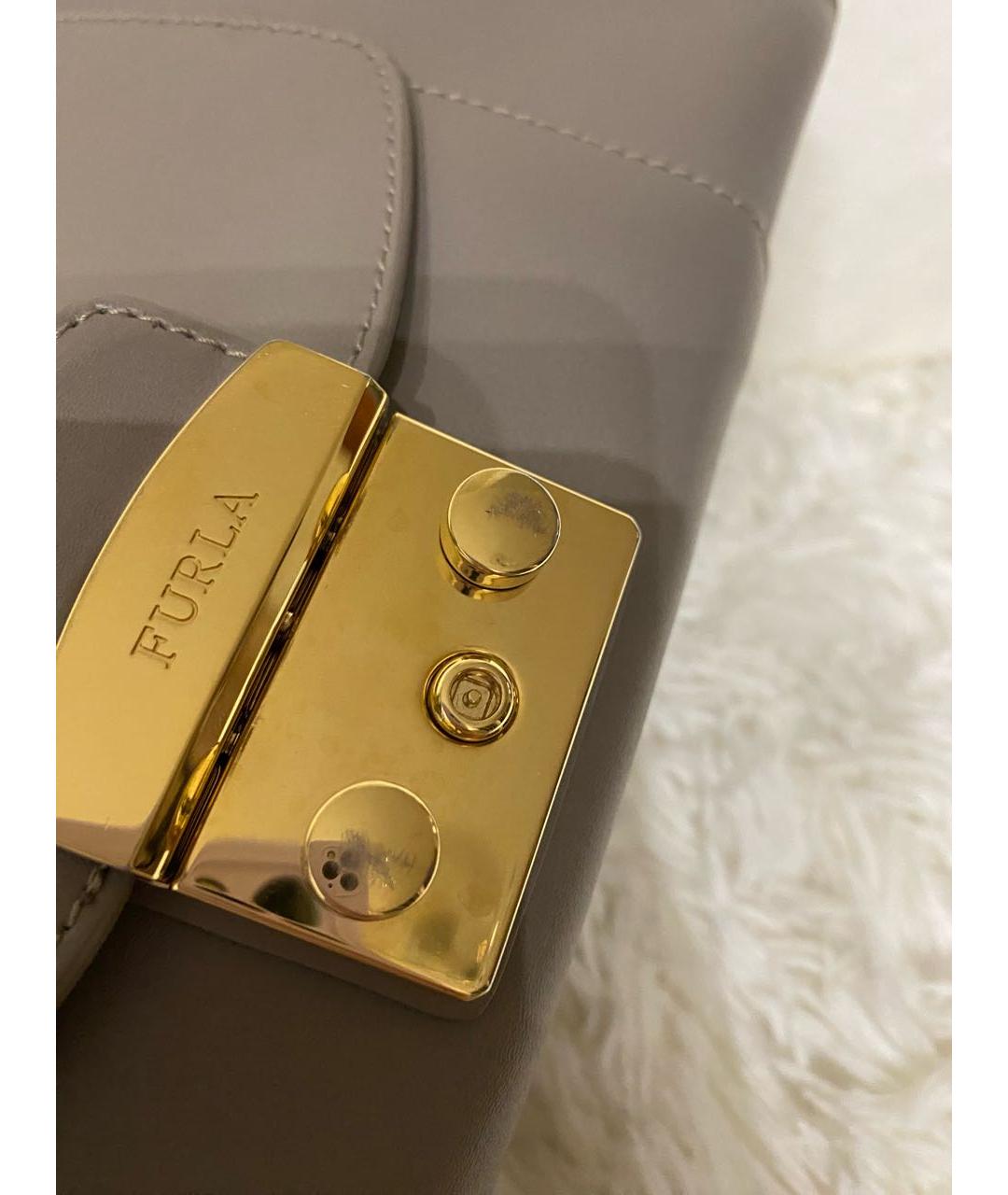 FURLA Серая кожаная сумка с короткими ручками, фото 6