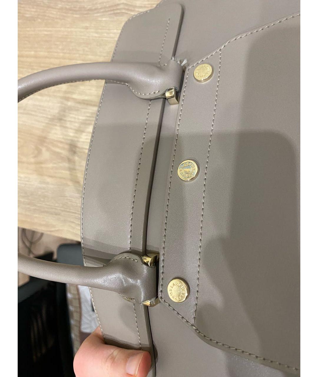 FURLA Серая кожаная сумка с короткими ручками, фото 5