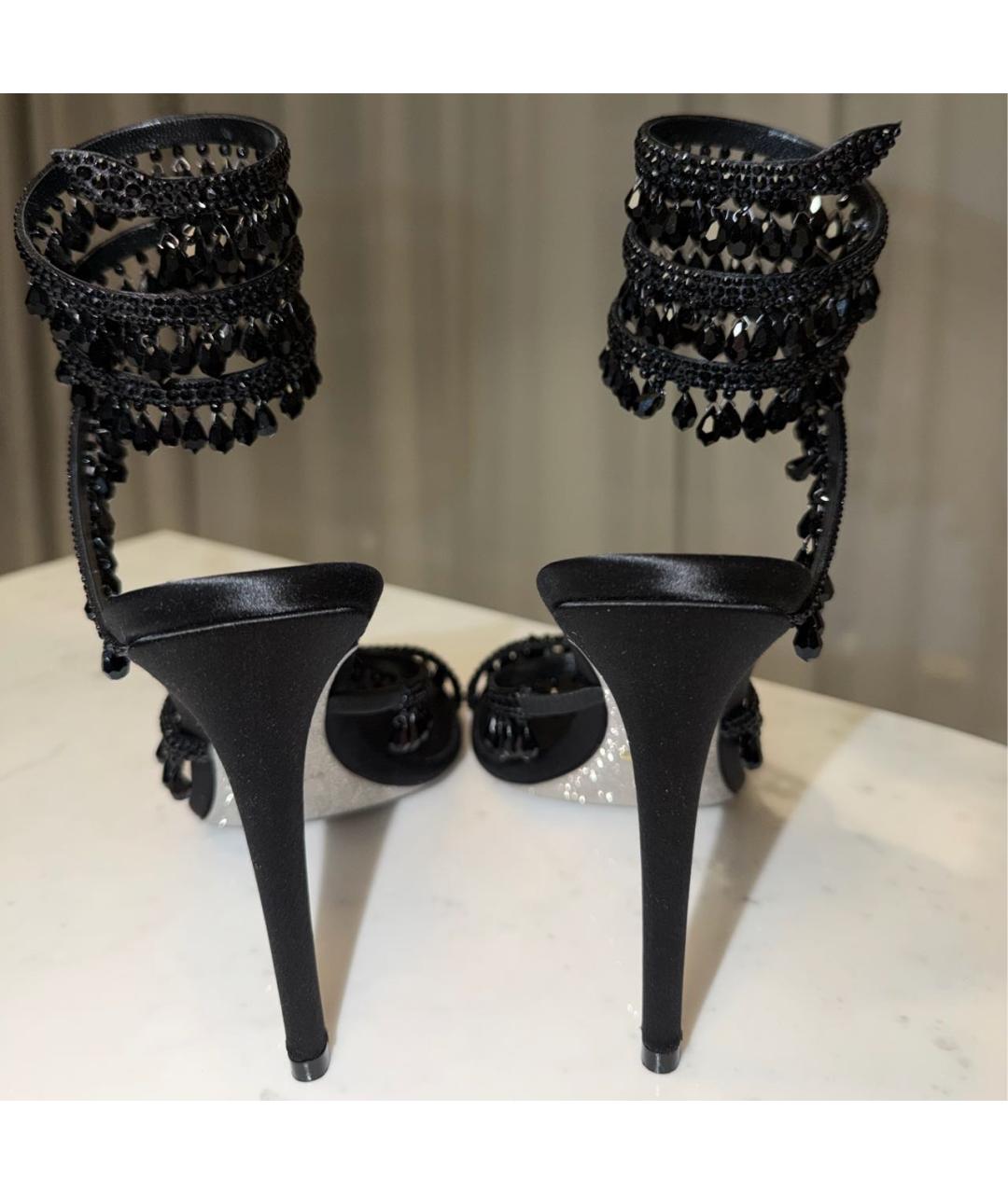 RENE CAOVILLA Черные кожаные босоножки, фото 4