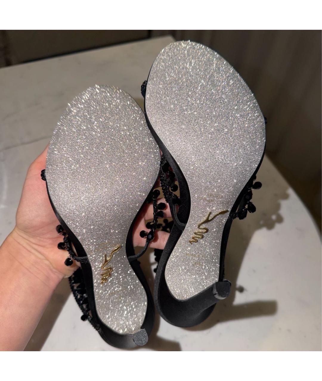 RENE CAOVILLA Черные кожаные босоножки, фото 5