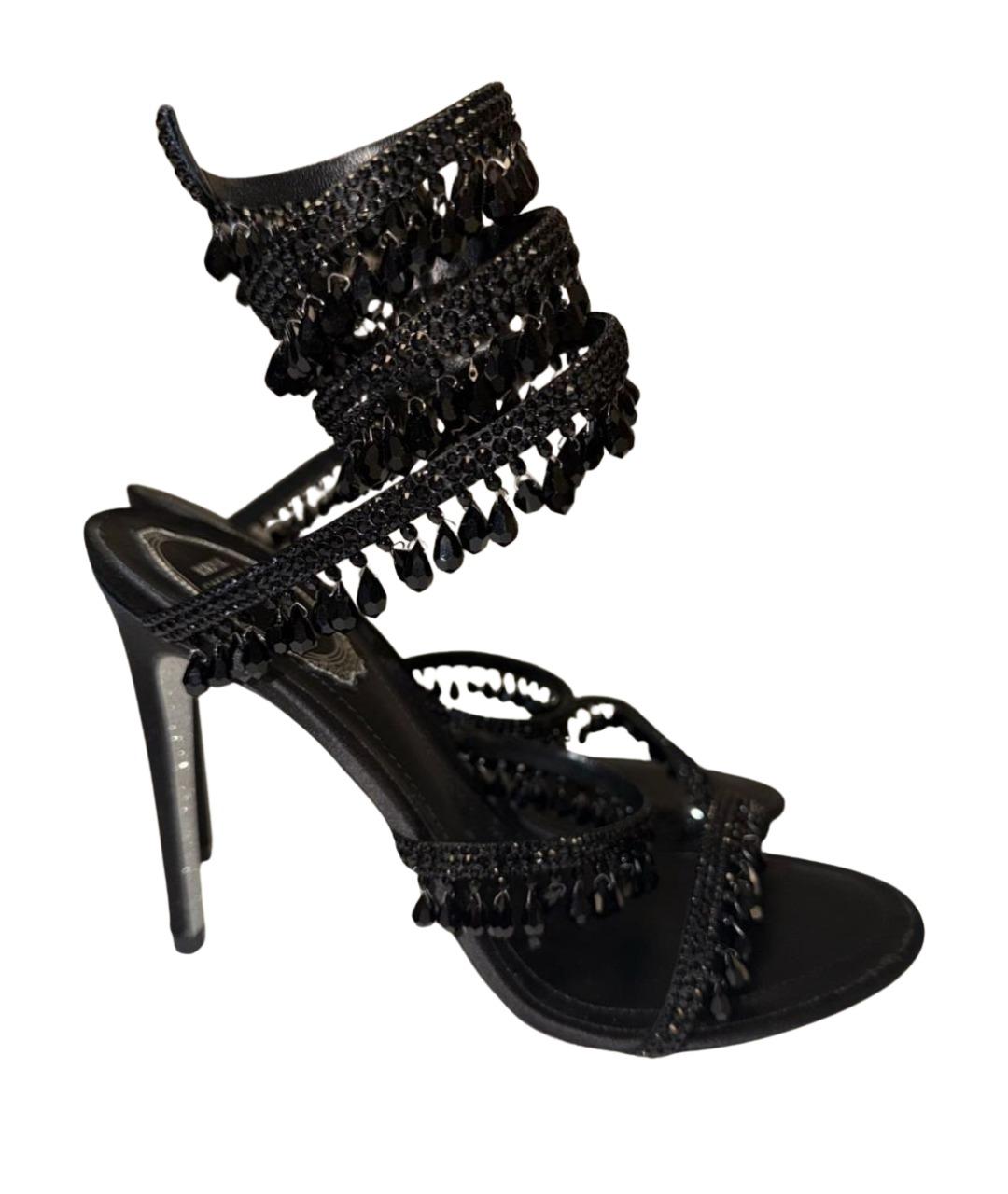 RENE CAOVILLA Черные кожаные босоножки, фото 1