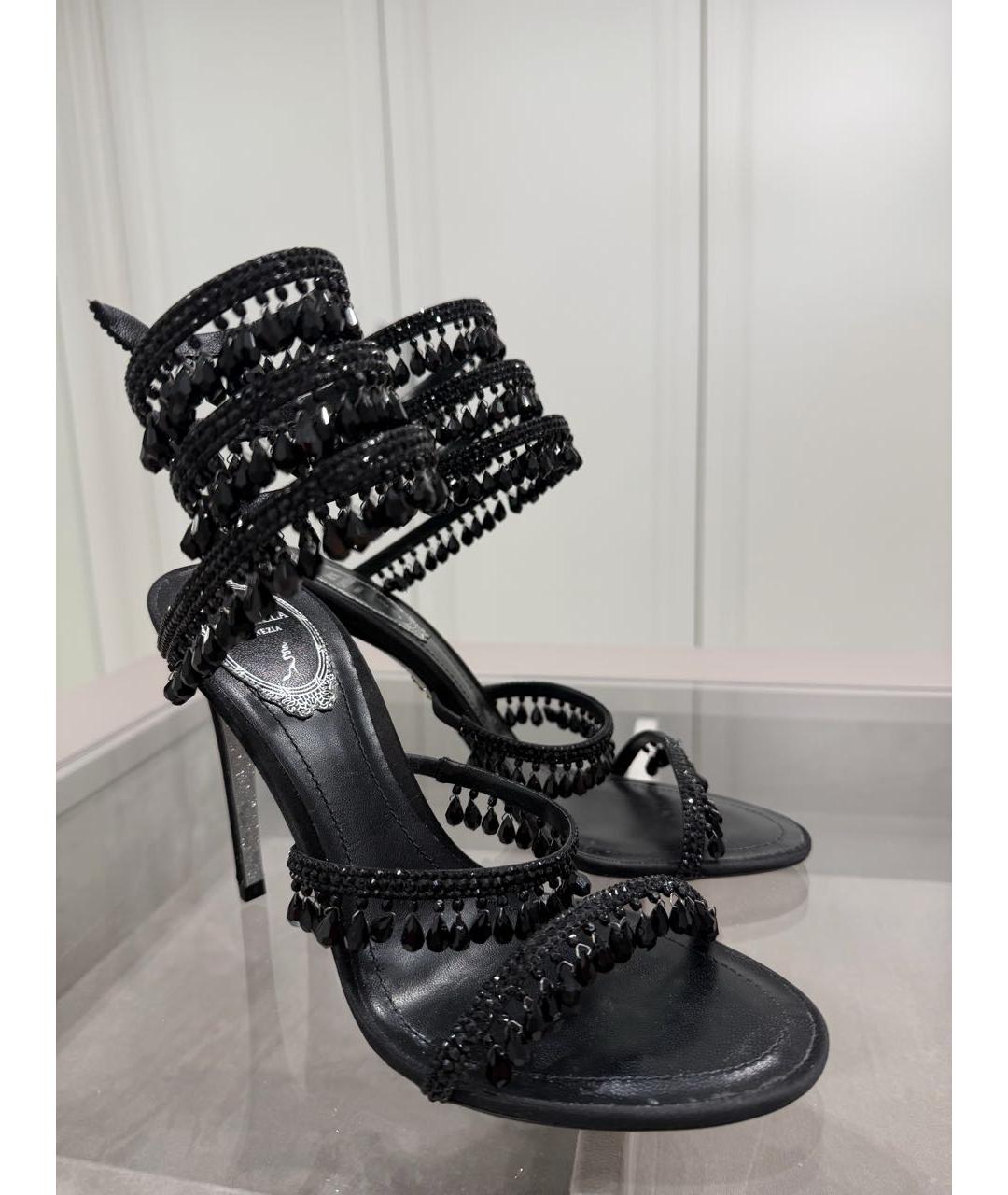 RENE CAOVILLA Черные кожаные босоножки, фото 2