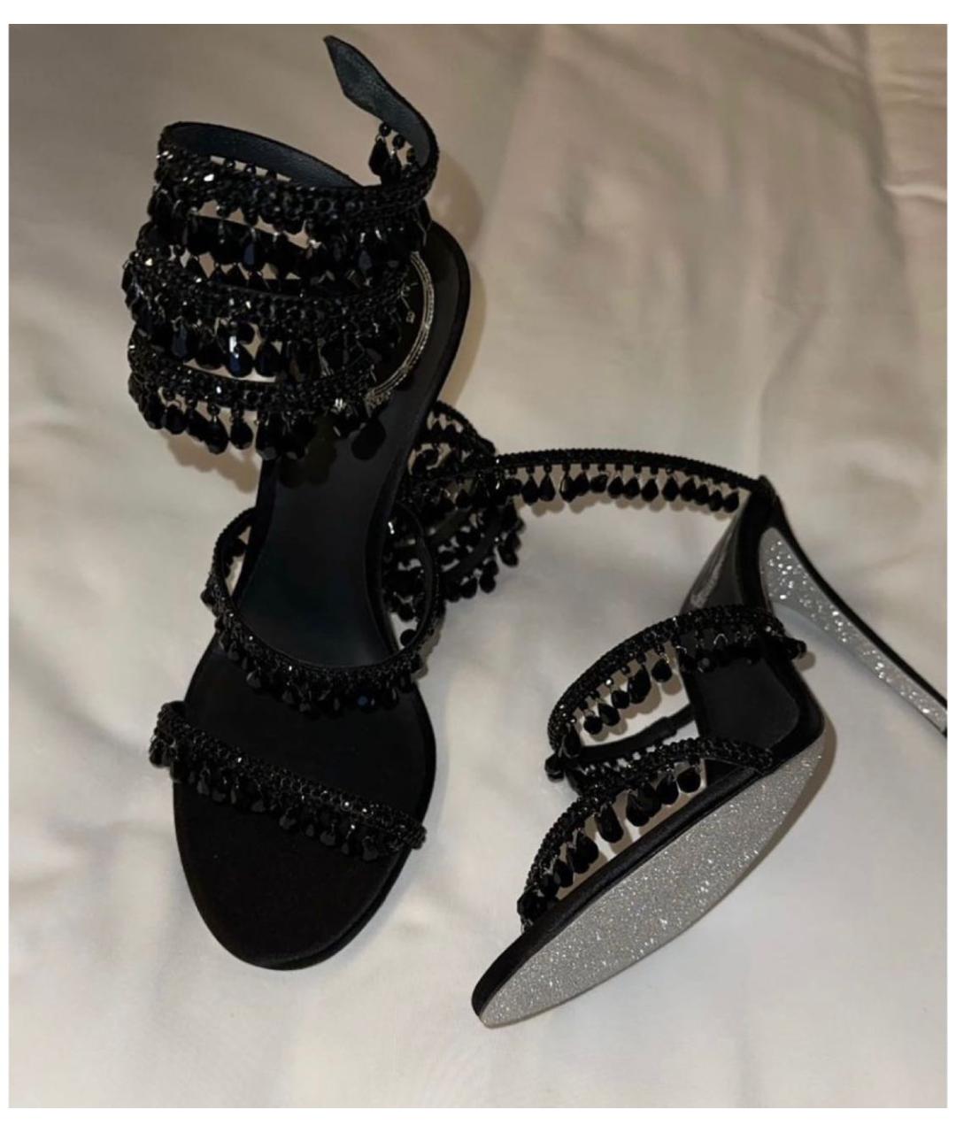 RENE CAOVILLA Черные кожаные босоножки, фото 3