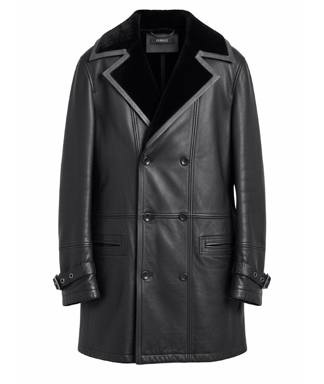 VERSACE Черная кожаная дубленка/шуба, фото 1