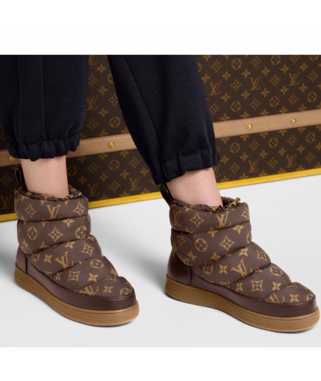 LOUIS VUITTON Коричневые текстильные ботинки, фото 3