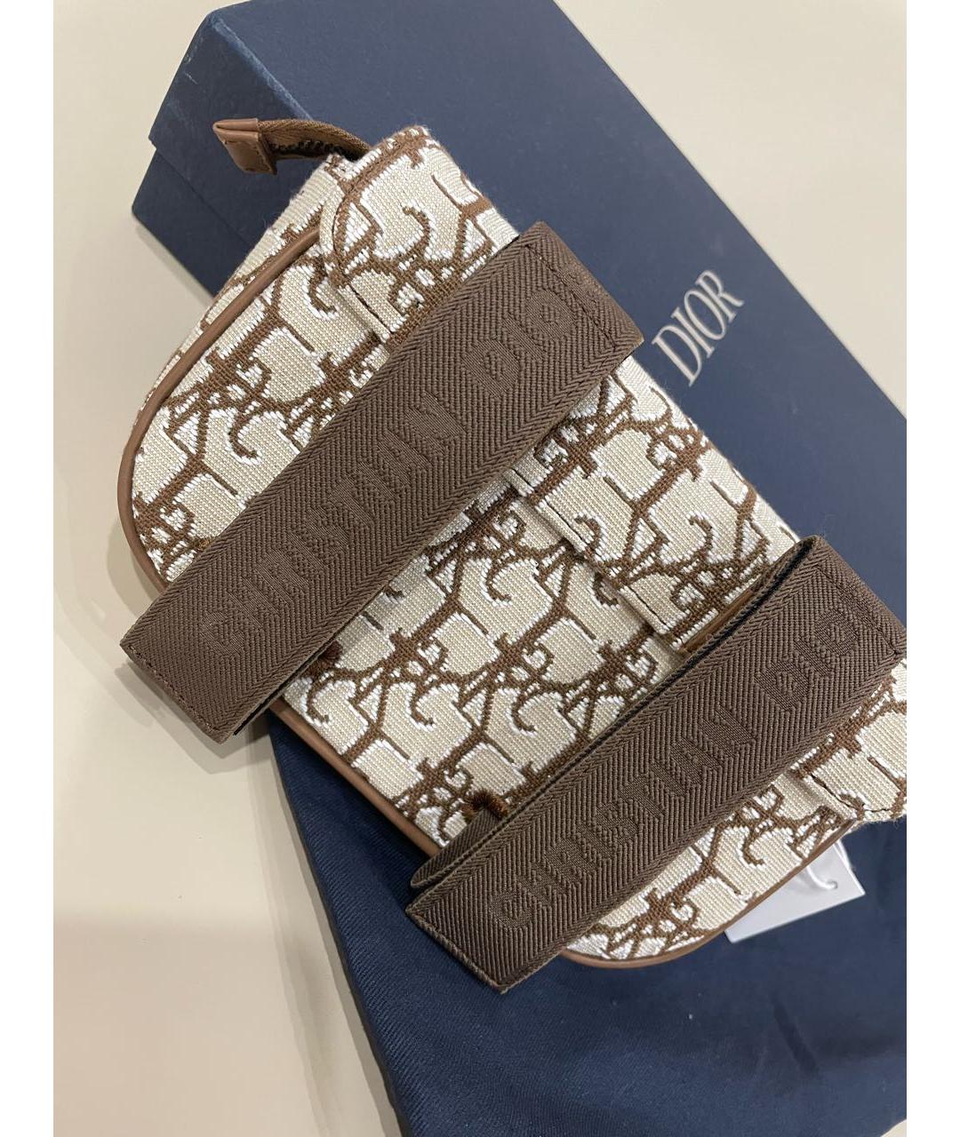 CHRISTIAN DIOR Бежевая тканевая поясная сумка, фото 4