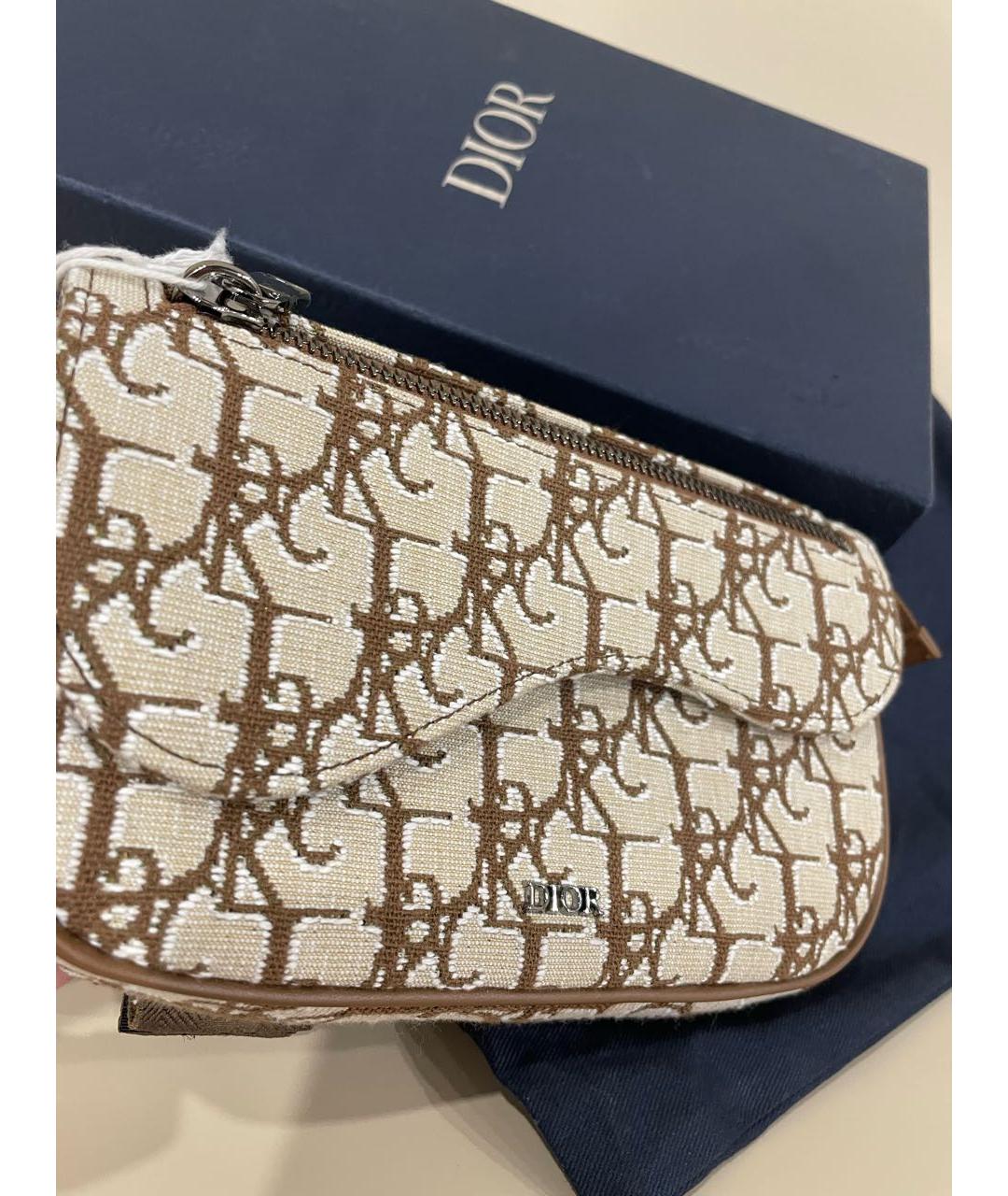 CHRISTIAN DIOR Бежевая тканевая поясная сумка, фото 5