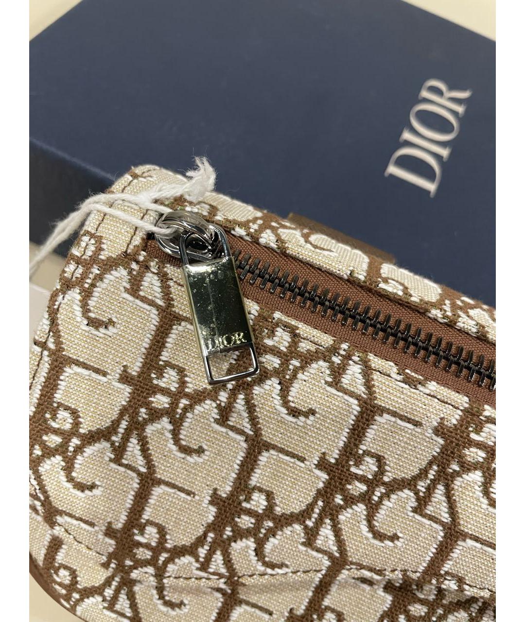 CHRISTIAN DIOR Бежевая тканевая поясная сумка, фото 6