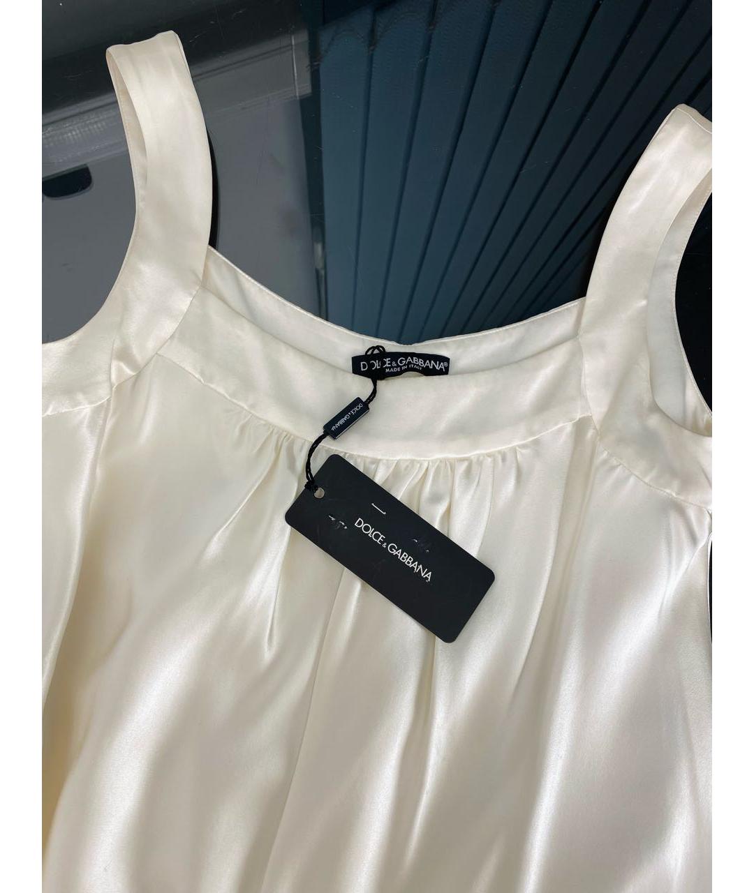 DOLCE&GABBANA Белое шелковое коктейльное платье, фото 3