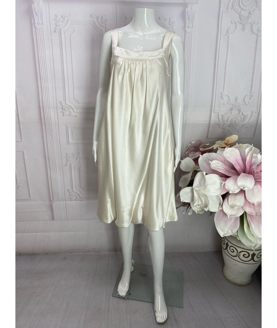 DOLCE&GABBANA Белое шелковое коктейльное платье, фото 5