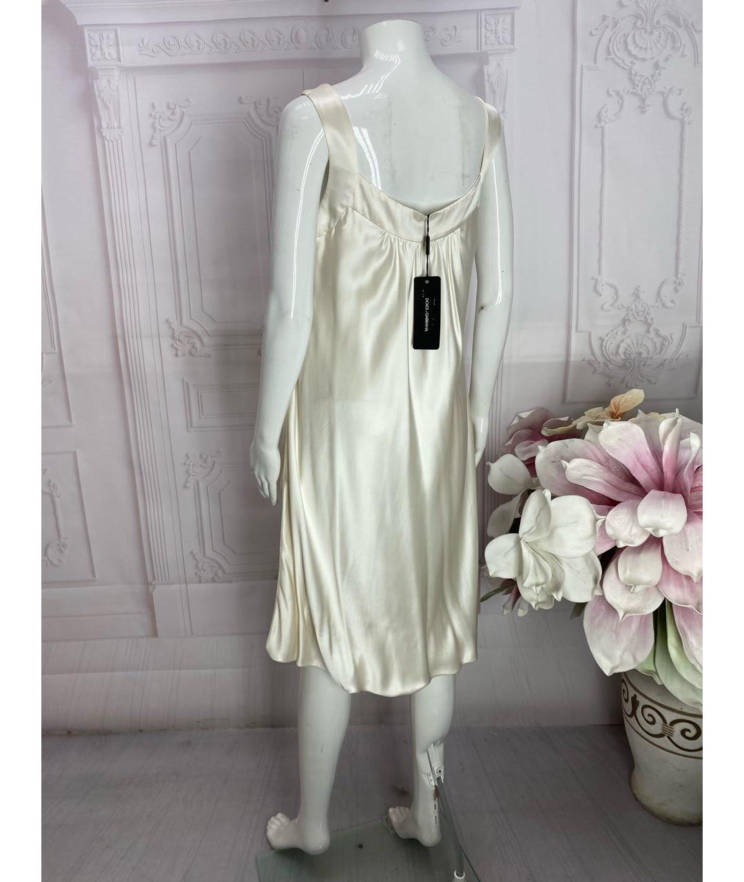 DOLCE&GABBANA Белое шелковое коктейльное платье, фото 8