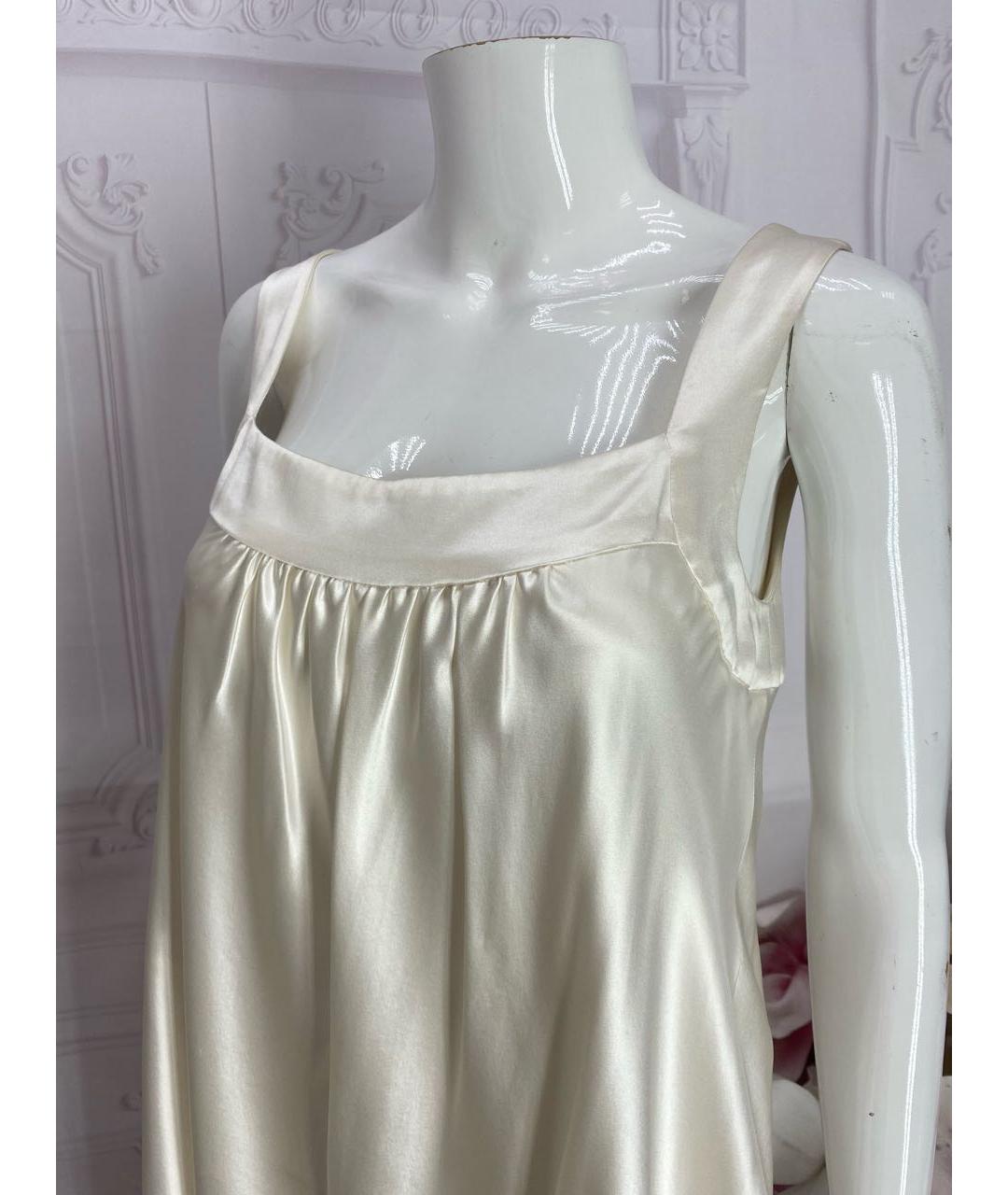 DOLCE&GABBANA Белое шелковое коктейльное платье, фото 4