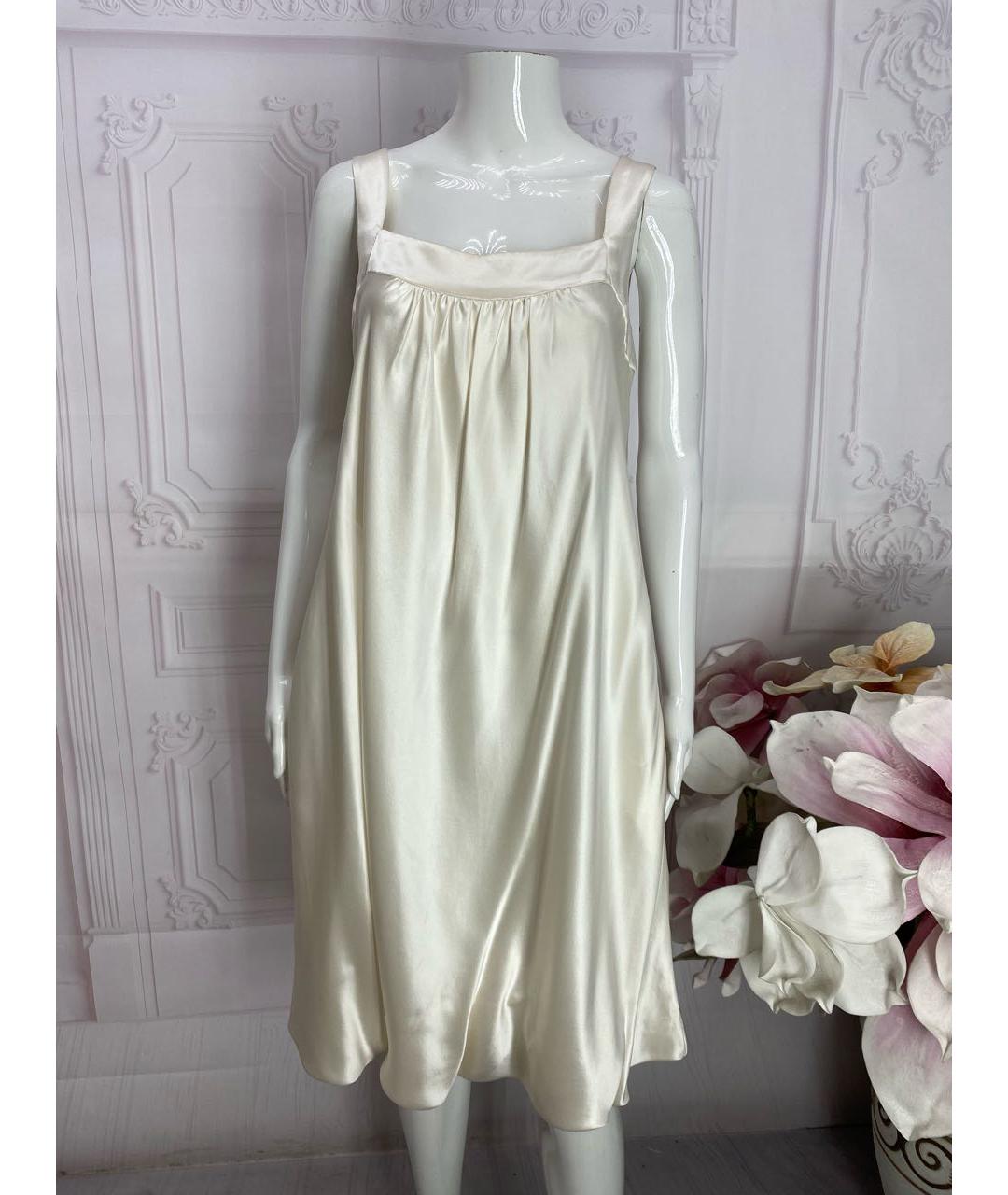 DOLCE&GABBANA Белое шелковое коктейльное платье, фото 6