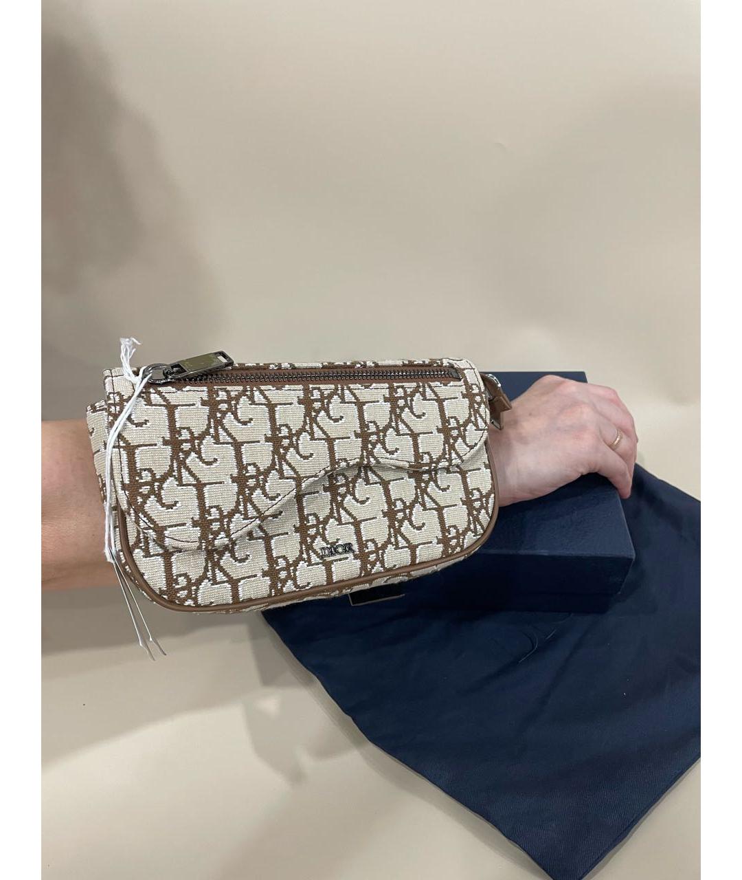 CHRISTIAN DIOR Бежевая тканевая поясная сумка, фото 7