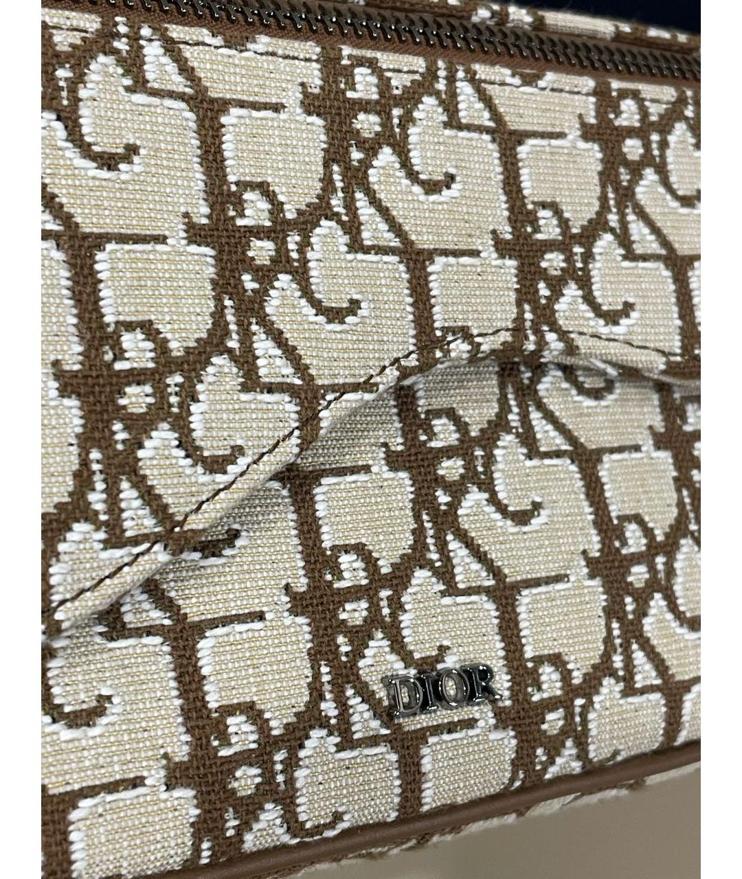 CHRISTIAN DIOR Бежевая тканевая поясная сумка, фото 6