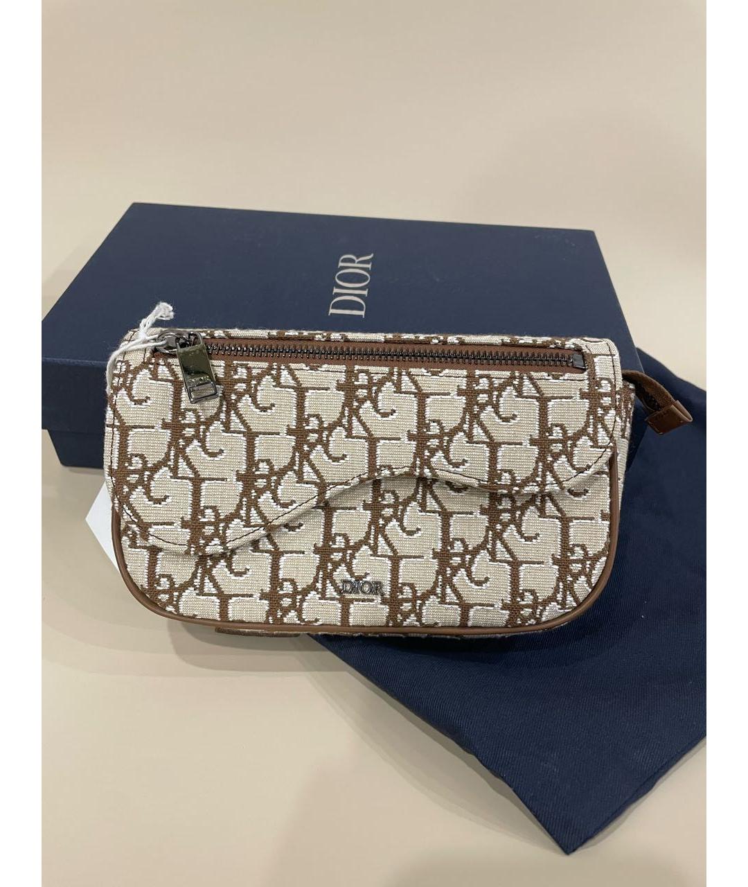 CHRISTIAN DIOR Бежевая тканевая поясная сумка, фото 8