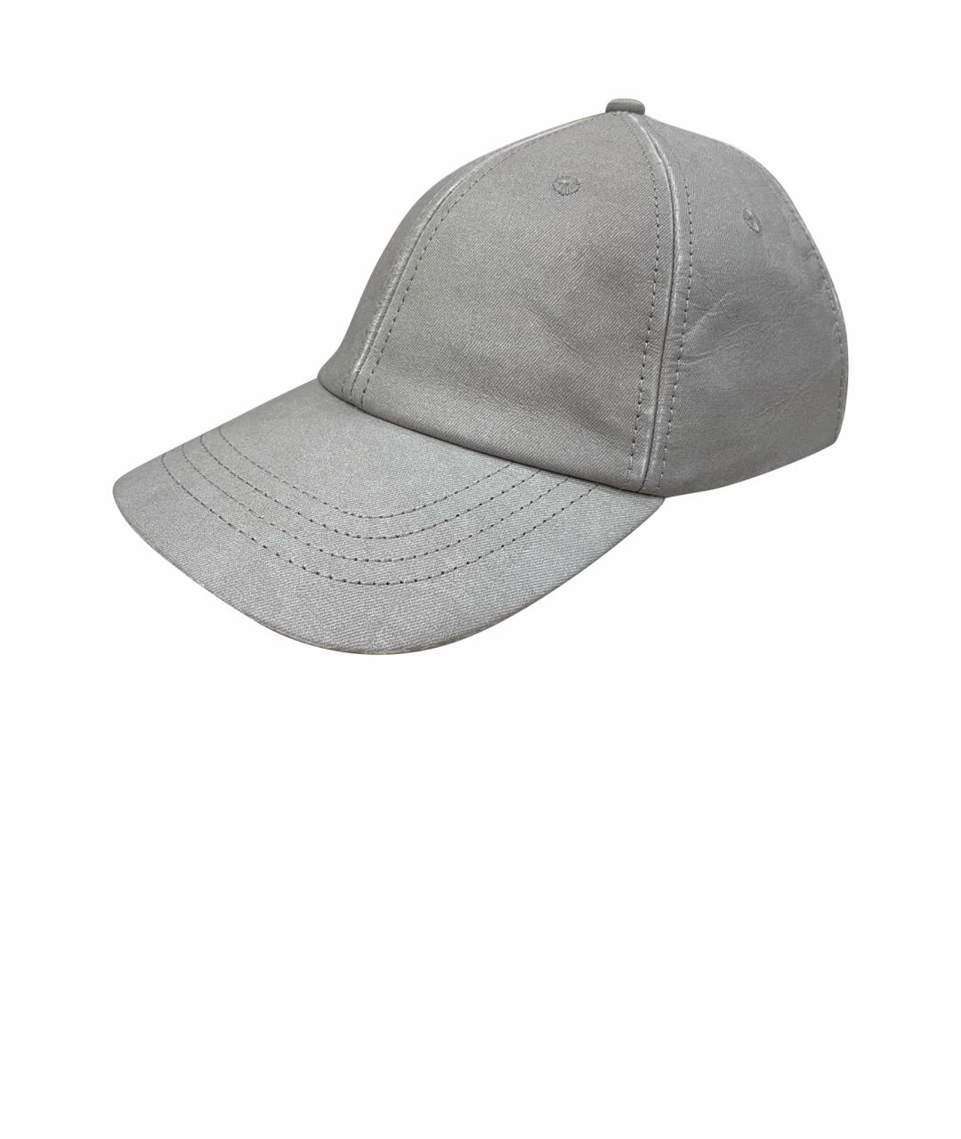 BOTTEGA VENETA Серая кожаная кепка/бейсболка, фото 1