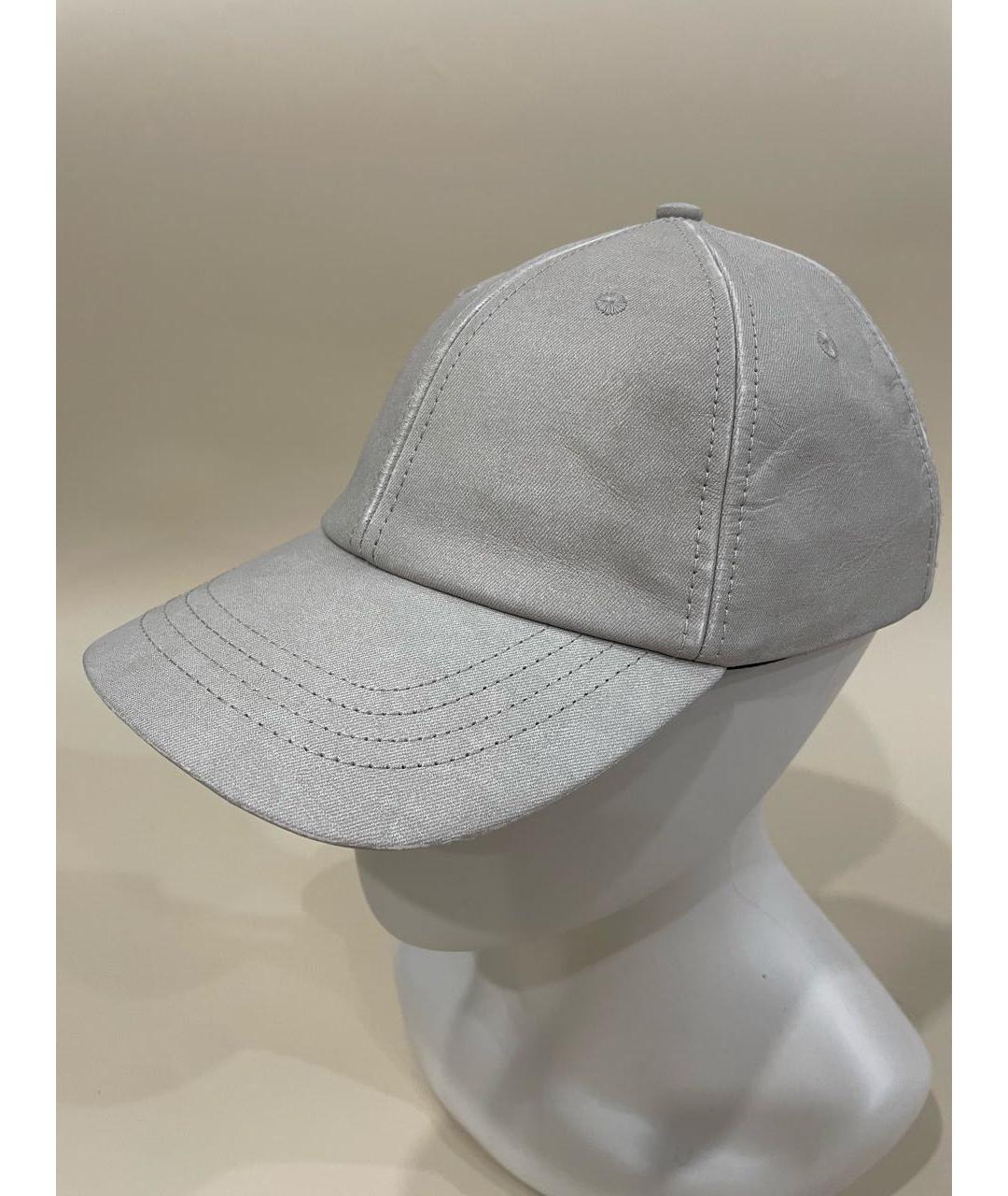 BOTTEGA VENETA Серая кожаная кепка/бейсболка, фото 9