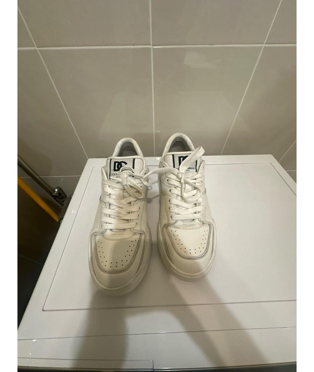 DOLCE&GABBANA Белые кожаные низкие кроссовки / кеды, фото 2