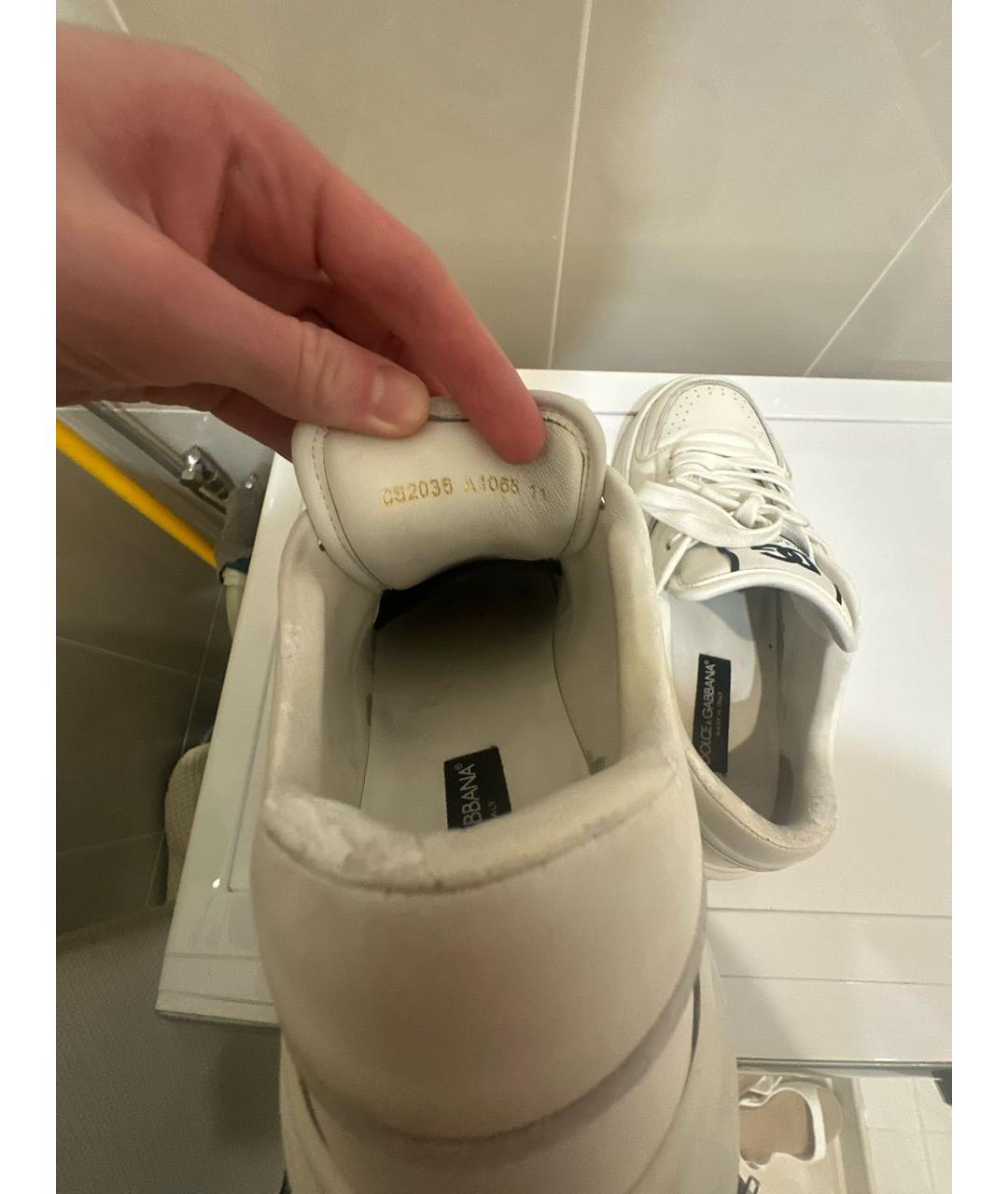 DOLCE&GABBANA Белые кожаные низкие кроссовки / кеды, фото 5