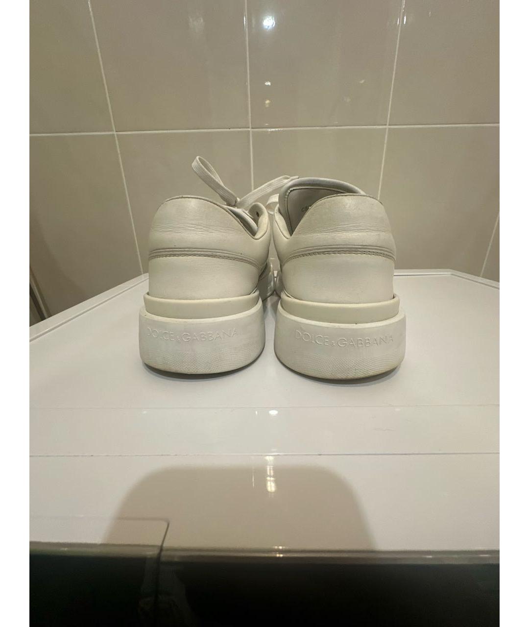 DOLCE&GABBANA Белые кожаные низкие кроссовки / кеды, фото 4
