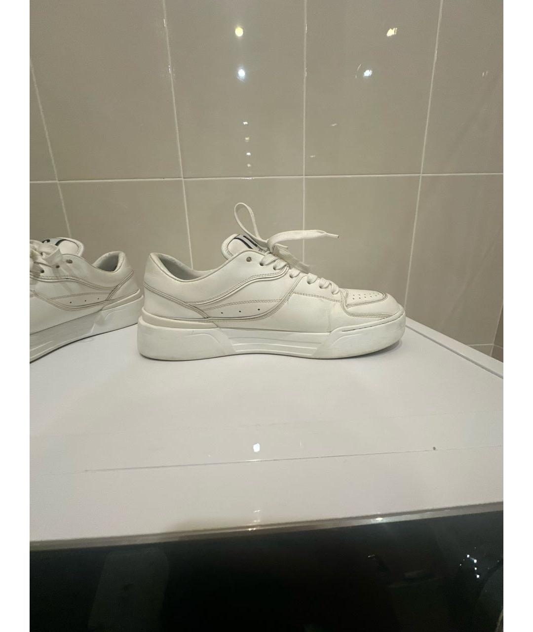 DOLCE&GABBANA Белые кожаные низкие кроссовки / кеды, фото 7