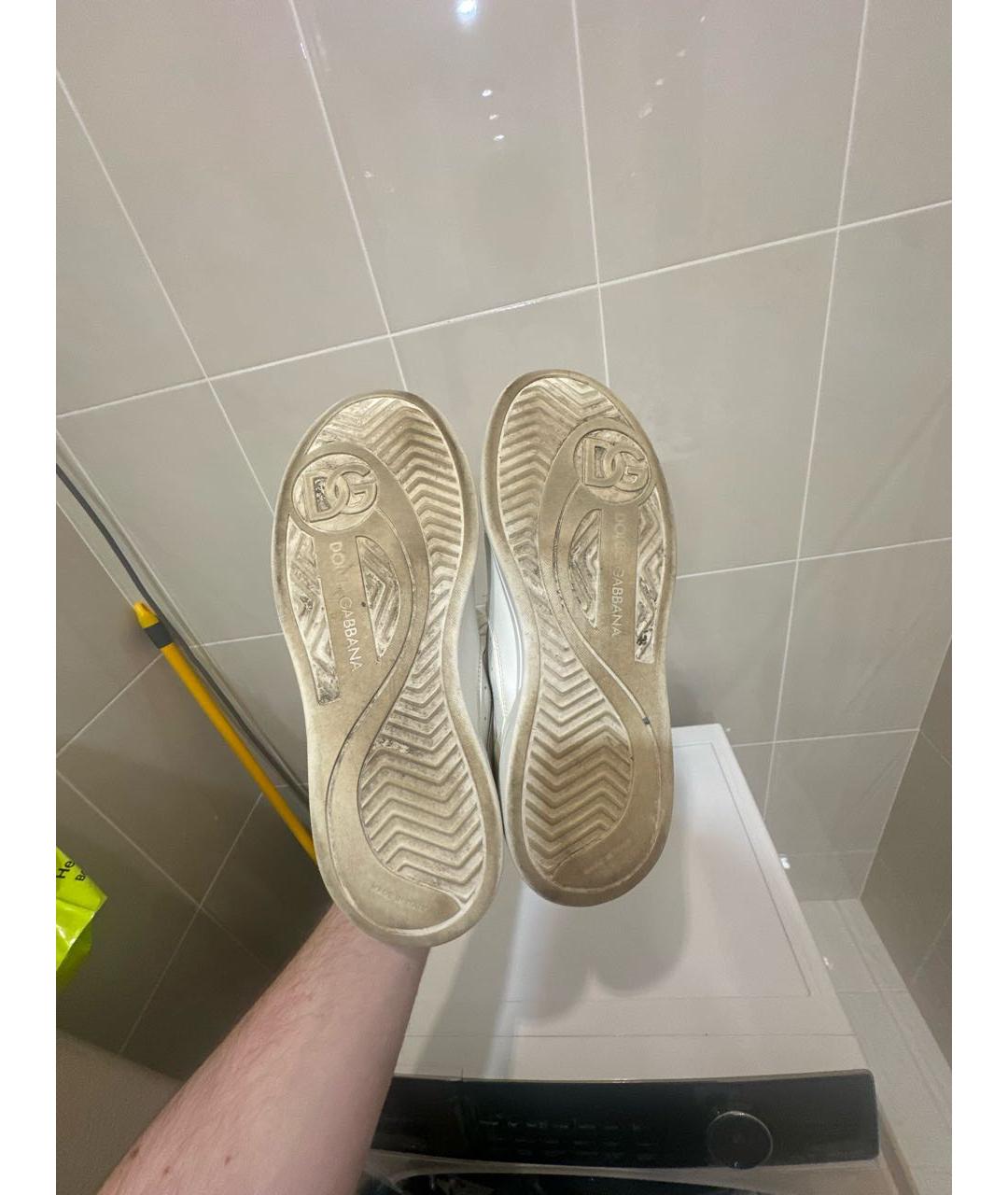 DOLCE&GABBANA Белые кожаные низкие кроссовки / кеды, фото 6