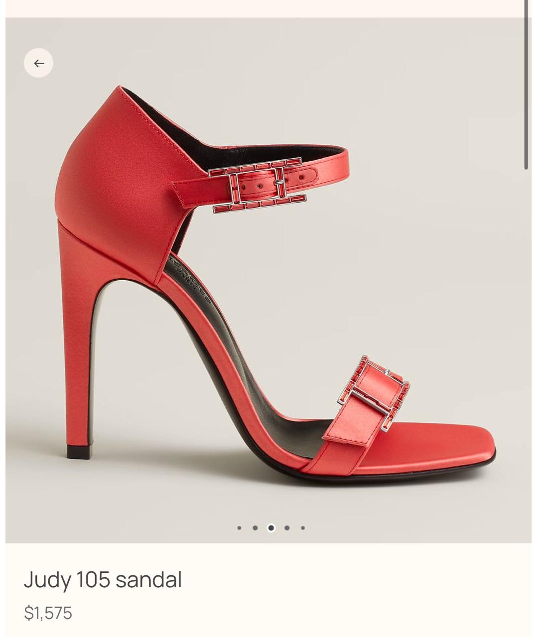 HERMES Коралловые текстильные босоножки, фото 2