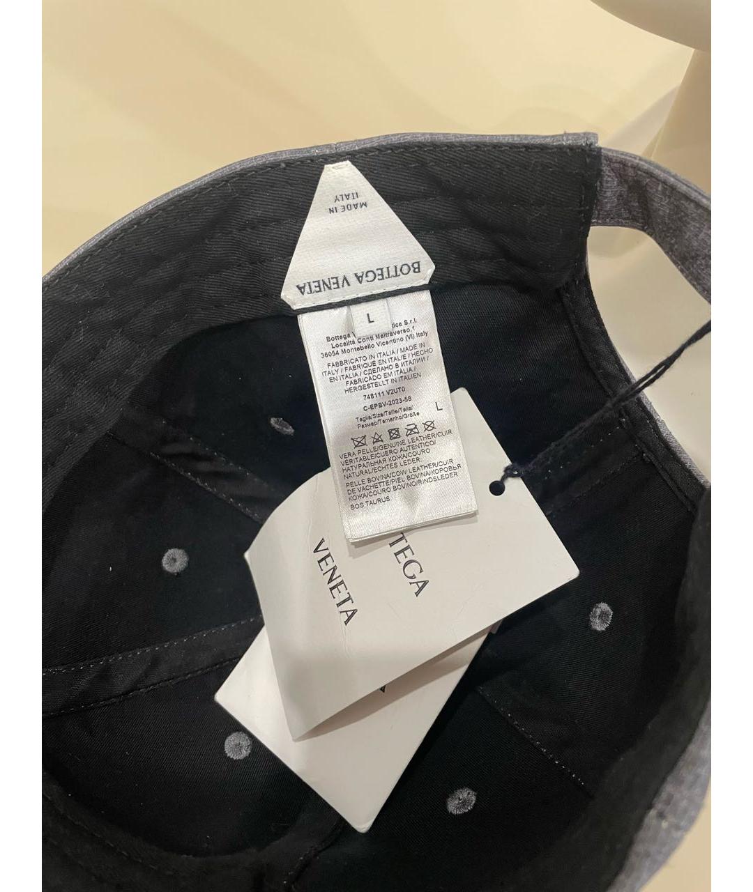 BOTTEGA VENETA Антрацитовая кожаная кепка/бейсболка, фото 8