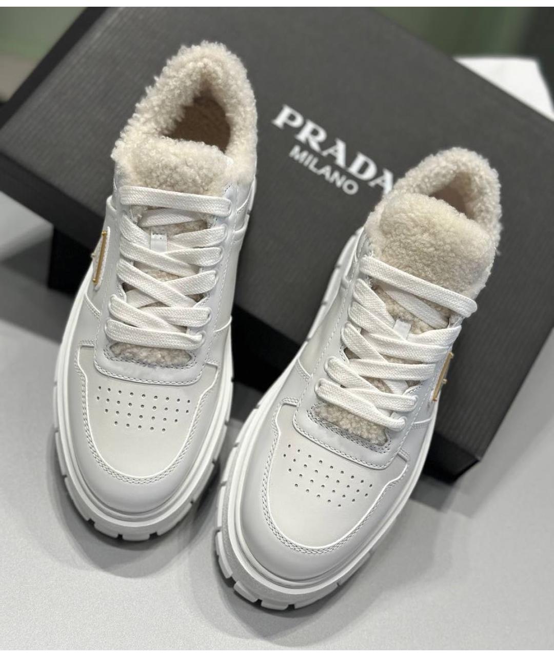 PRADA Белые кожаные кеды, фото 2