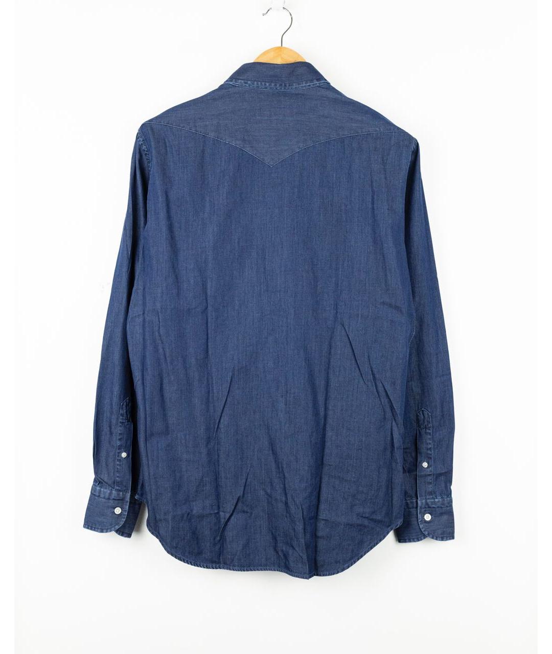 MOORER Темно-синяя хлопковая кэжуал рубашка, фото 2